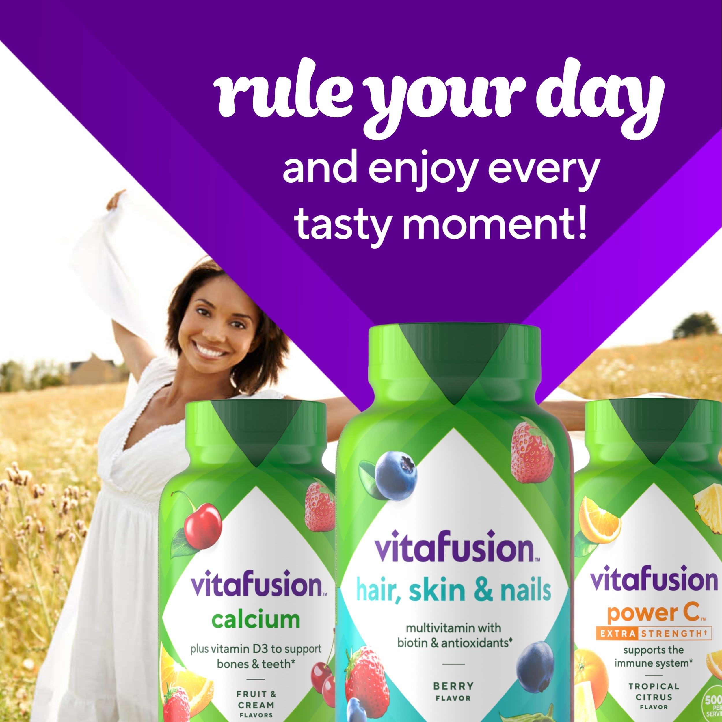 Vitafusion Gorgeous Hair, Skin & Nails Multivitamin Gummy Vitamins, plus Biotin and Antioxidant vitamins C&E, Raspberry Flavor Vitafusion buy supplements canada