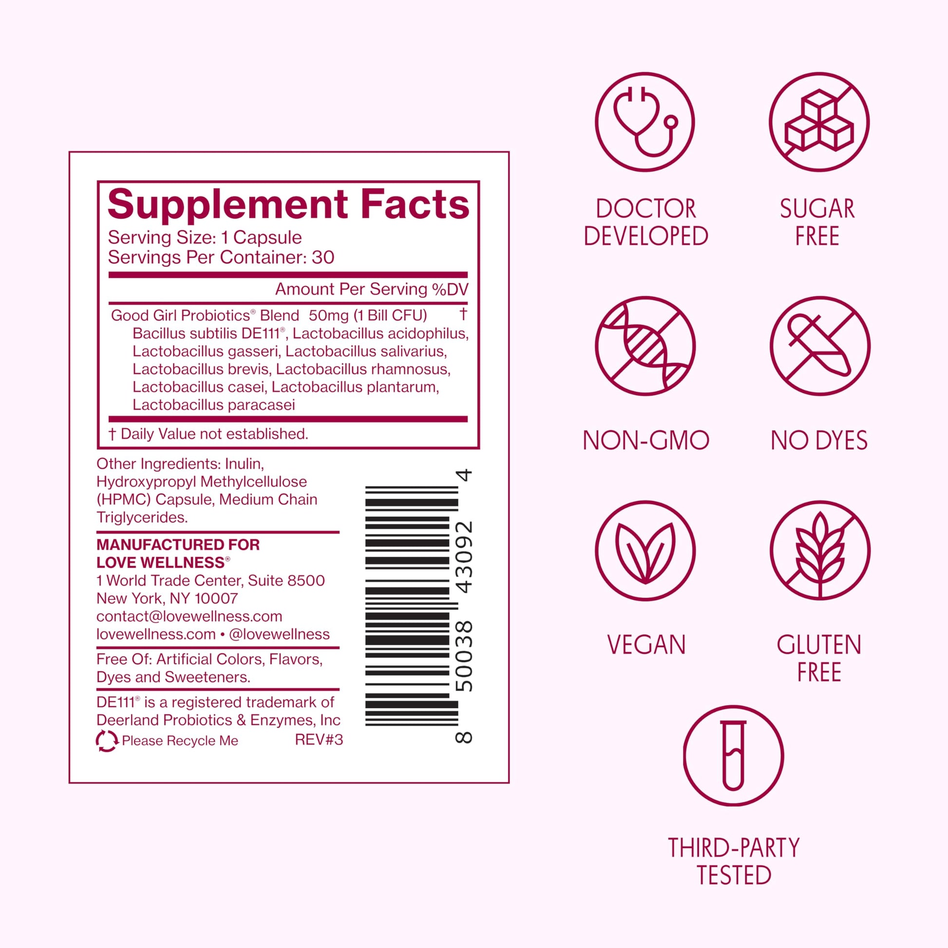 Love Wellness Good Girl Probiotics | Women’s Vaginal Health & pH Balance Supplement | 9-Strain Probiotic for Urinary Tract, Yeast, Odor & Immune Support | Gluten-Free (30-Day Supply) Love Wellness buy supplements canada