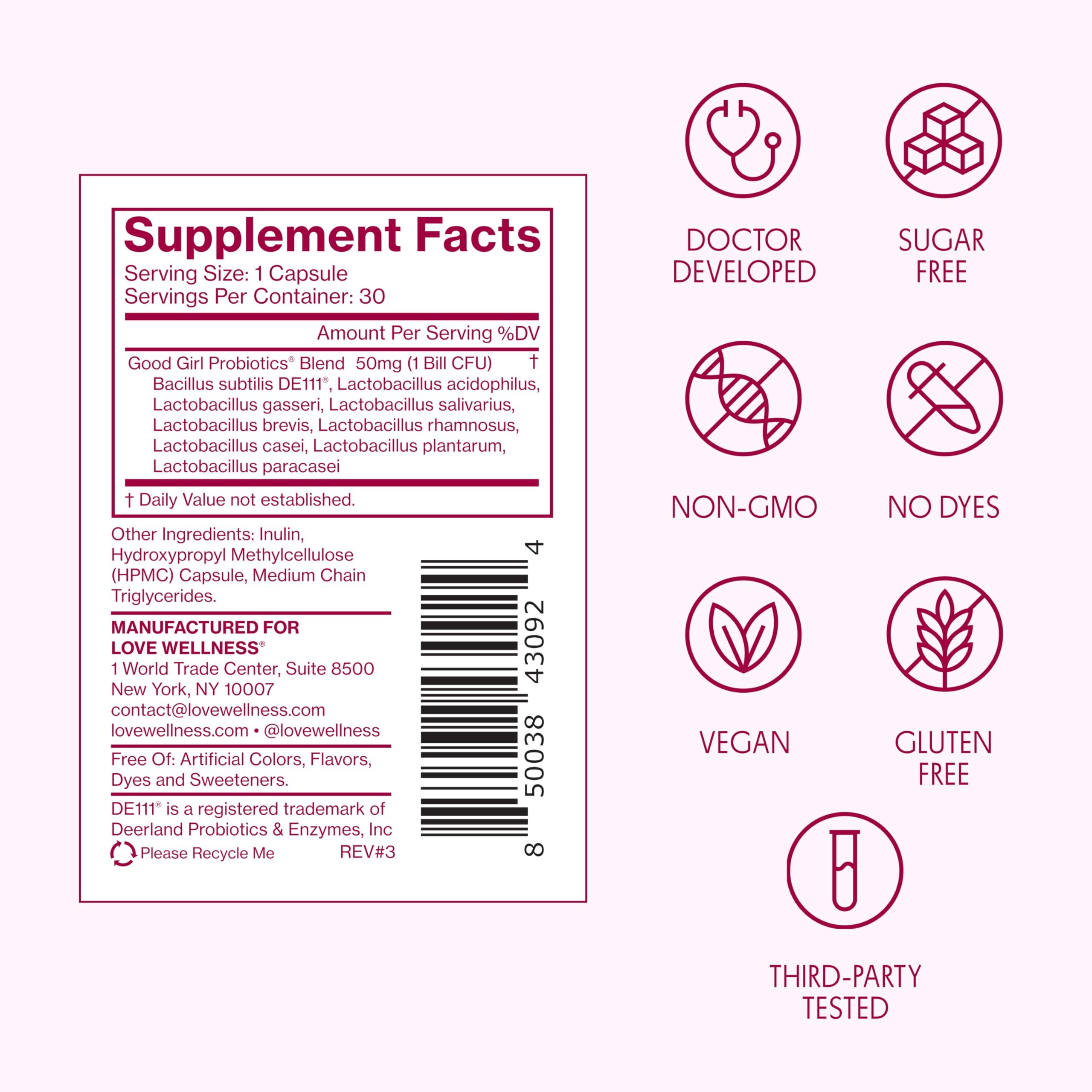 Love Wellness Good Girl Probiotics | Women’s Vaginal Health & pH Balance Supplement | 9-Strain Probiotic for Urinary Tract, Yeast, Odor & Immune Support | Gluten-Free (30-Day Supply) Love Wellness buy supplements canada