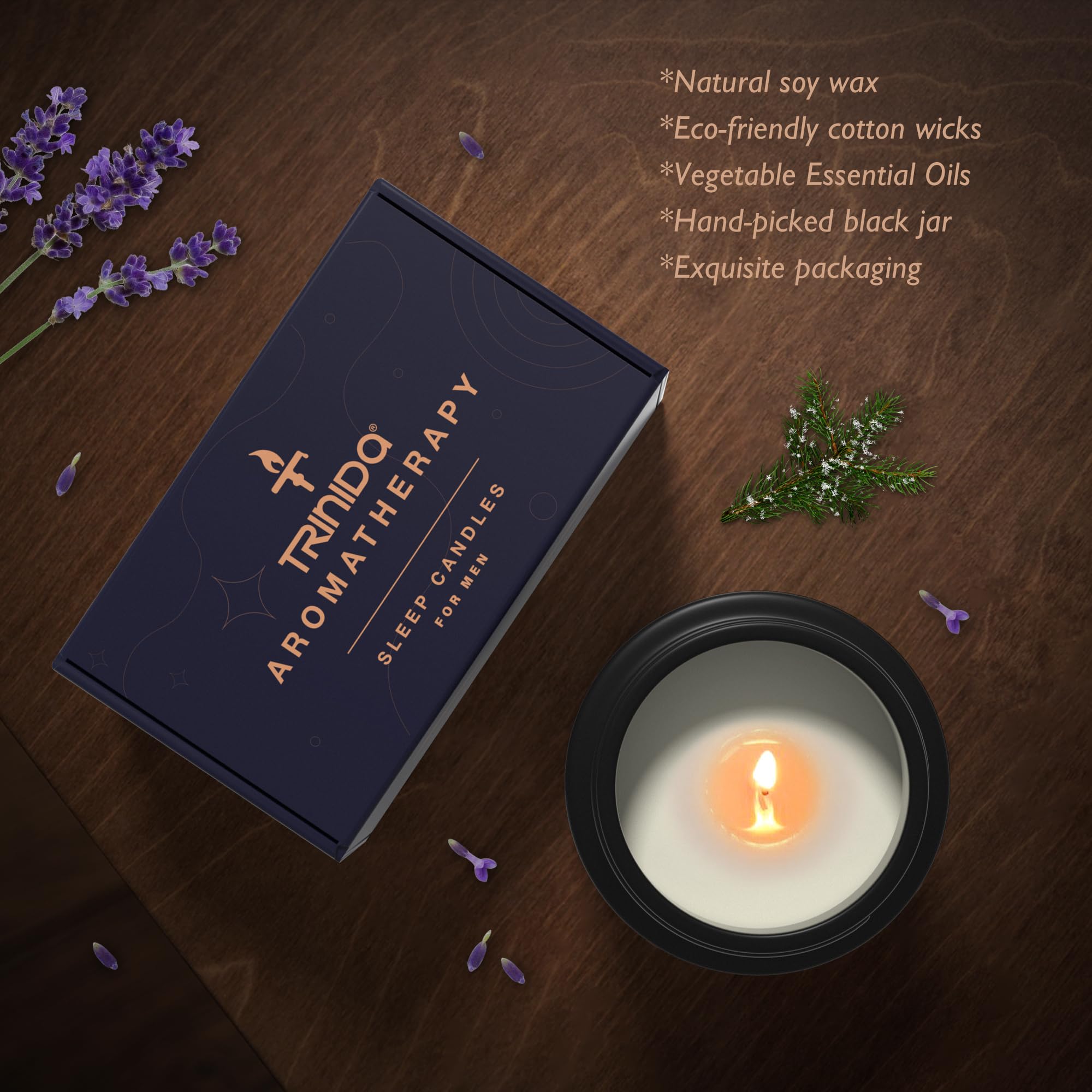 TRINIDa Large Sleep Scented Candles, Black Jar Natural Soy Candles for Home Scented, Candle Gift TRINIDa buy supplements canada