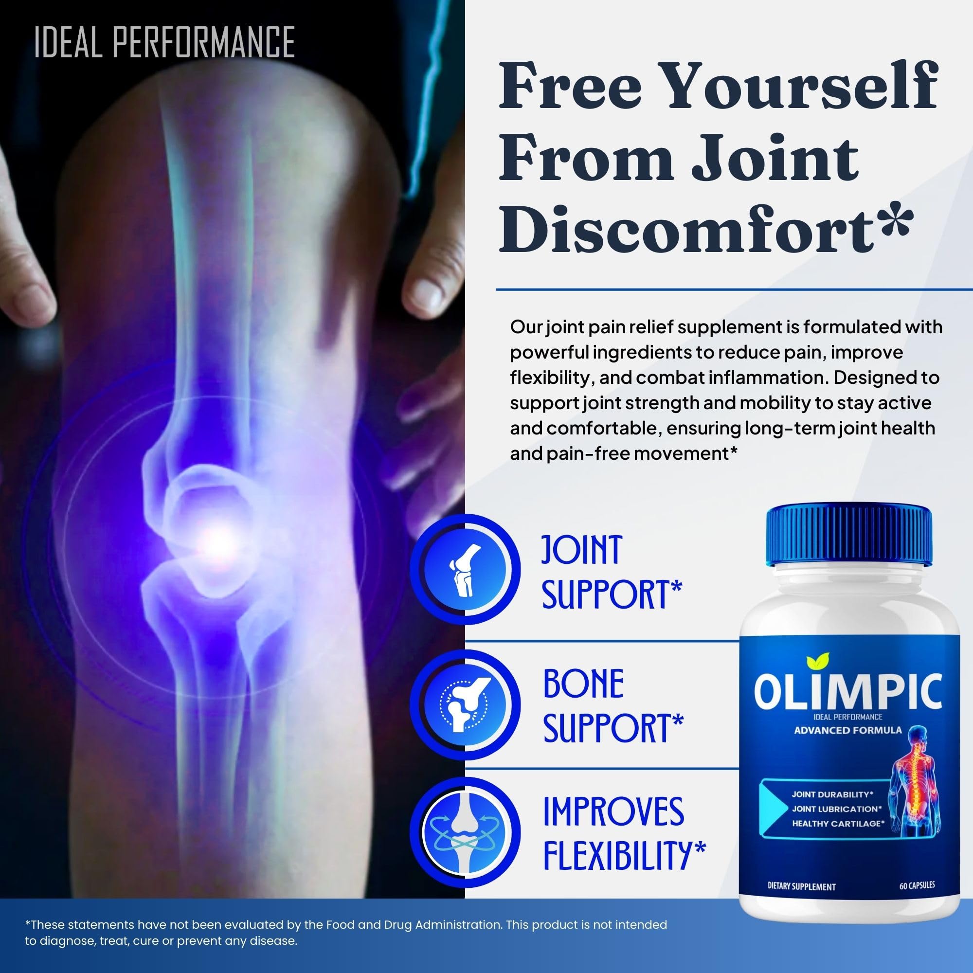 Olimpic Capsules, Advanced Joint Support Supplement Pills for Mobility and Comfort - Maximum Strength, Official Olim Pic Joint Support All Natural Formula, Premium Olim-Pic Reviews (60 Capsules) IDEAL PERFORMANCE buy supplements canada