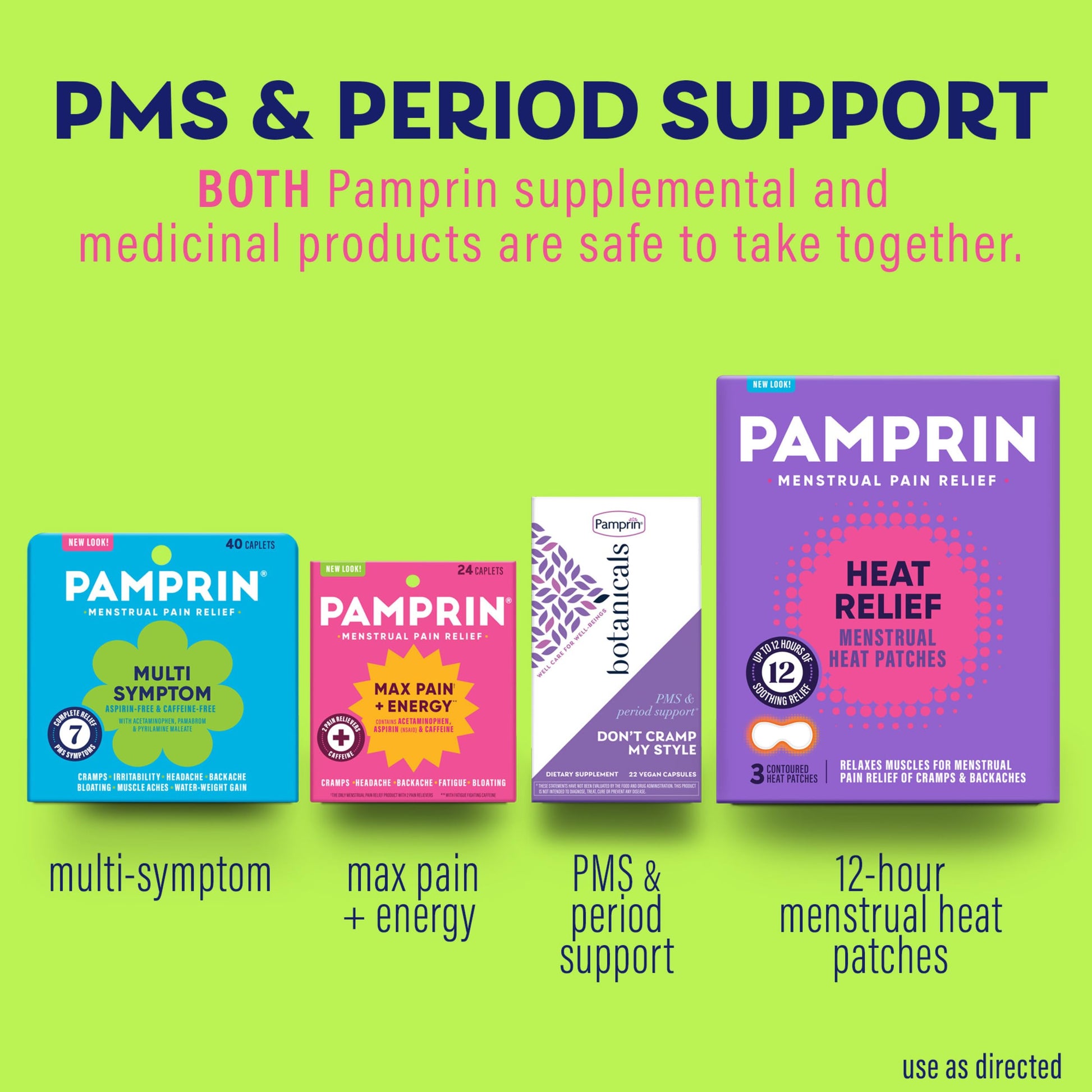 Pamprin Multi-Symptom Formula, with Acetaminophen, Menstrual Period Symptoms Relief including Cramps, Pain, Bloating, and Irritability 40 Caplets Pamprin buy supplements canada
