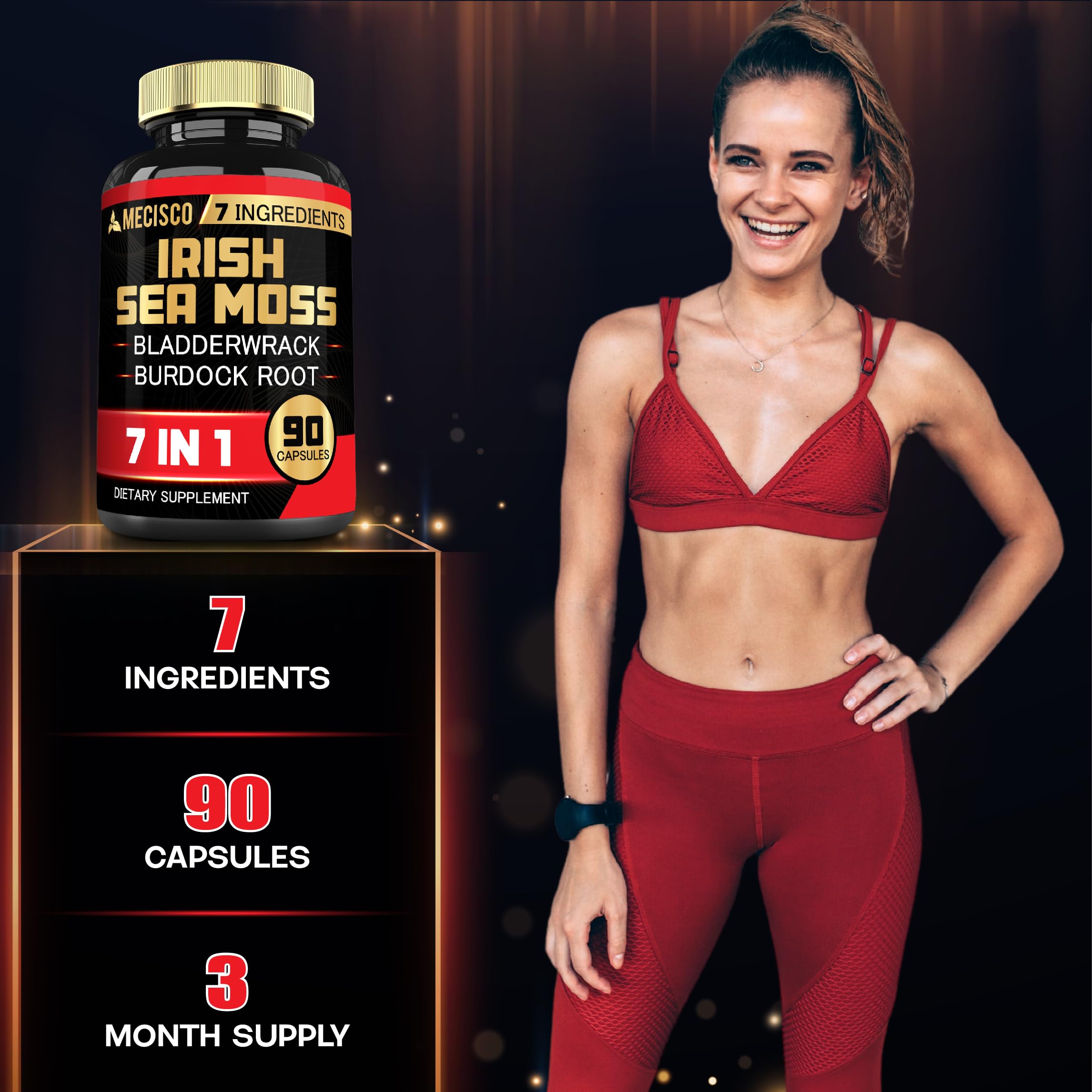 7in1 Irish Sea Moss Capsules 6750 Mg with Organic Bladderwrack & Burdock Root, Turmeric, Apple Cider Vinegar - Raw Seamos Pills for Hair, Skin, Thyroid Healths - 90 Caps for 3-Month Supply Mecisco buy supplements canada