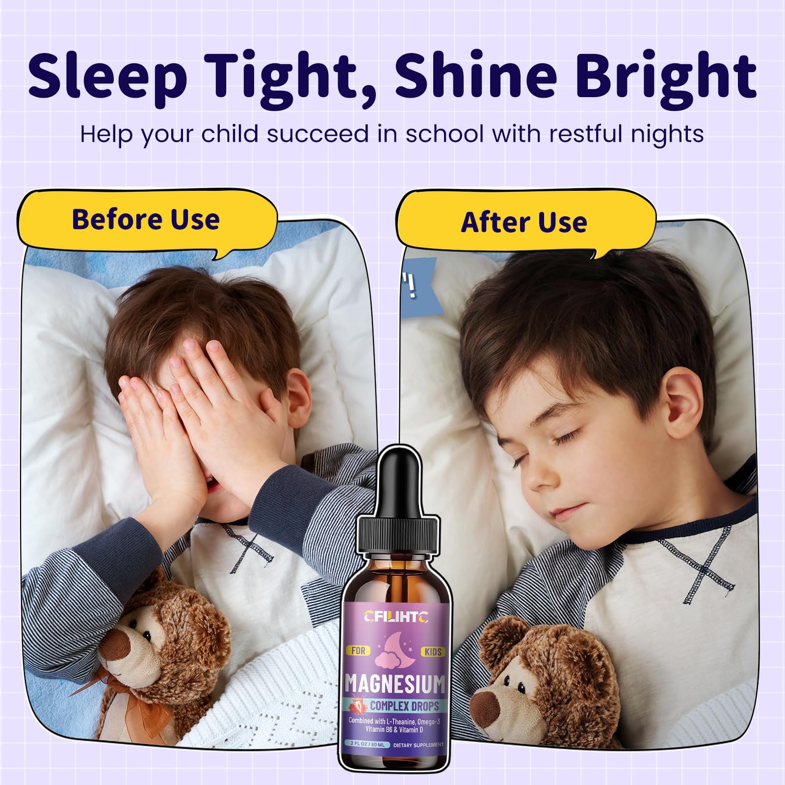Kids Magnesium Liquid Drops-Magnesium Glycinate Liquid for Kids Supplement-w/L-theanine, Omega-3, Vitamin B6, D3 - for Sleep, Relaxation, Brain, Bones - 4 Fl Oz Children's Calm CFILIHTC buy supplements canada