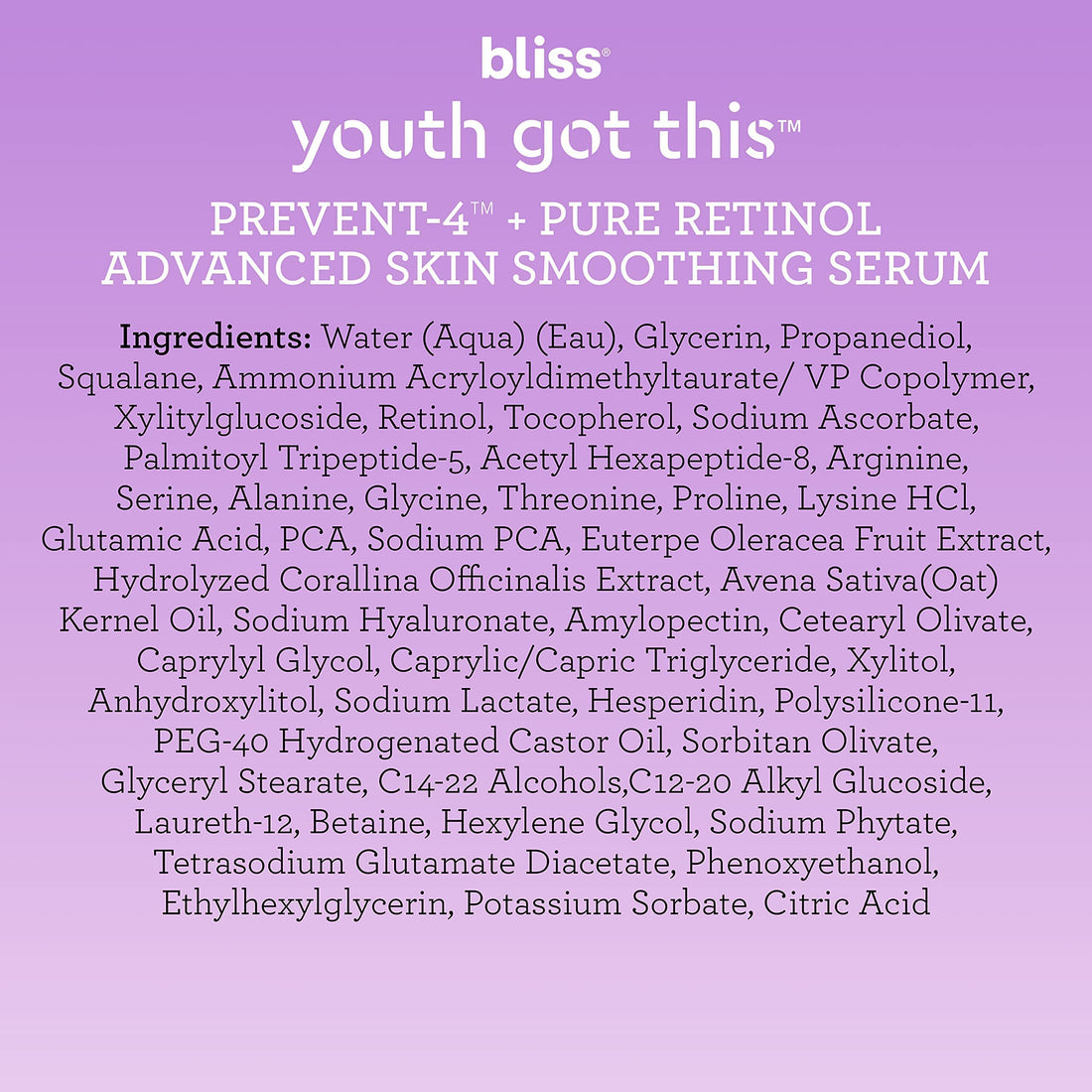 Bliss Youth Got This™ Prevent-4™ + Pure Retinol - 0.67 Fl Oz - Advanced Skin Bliss buy supplements canada