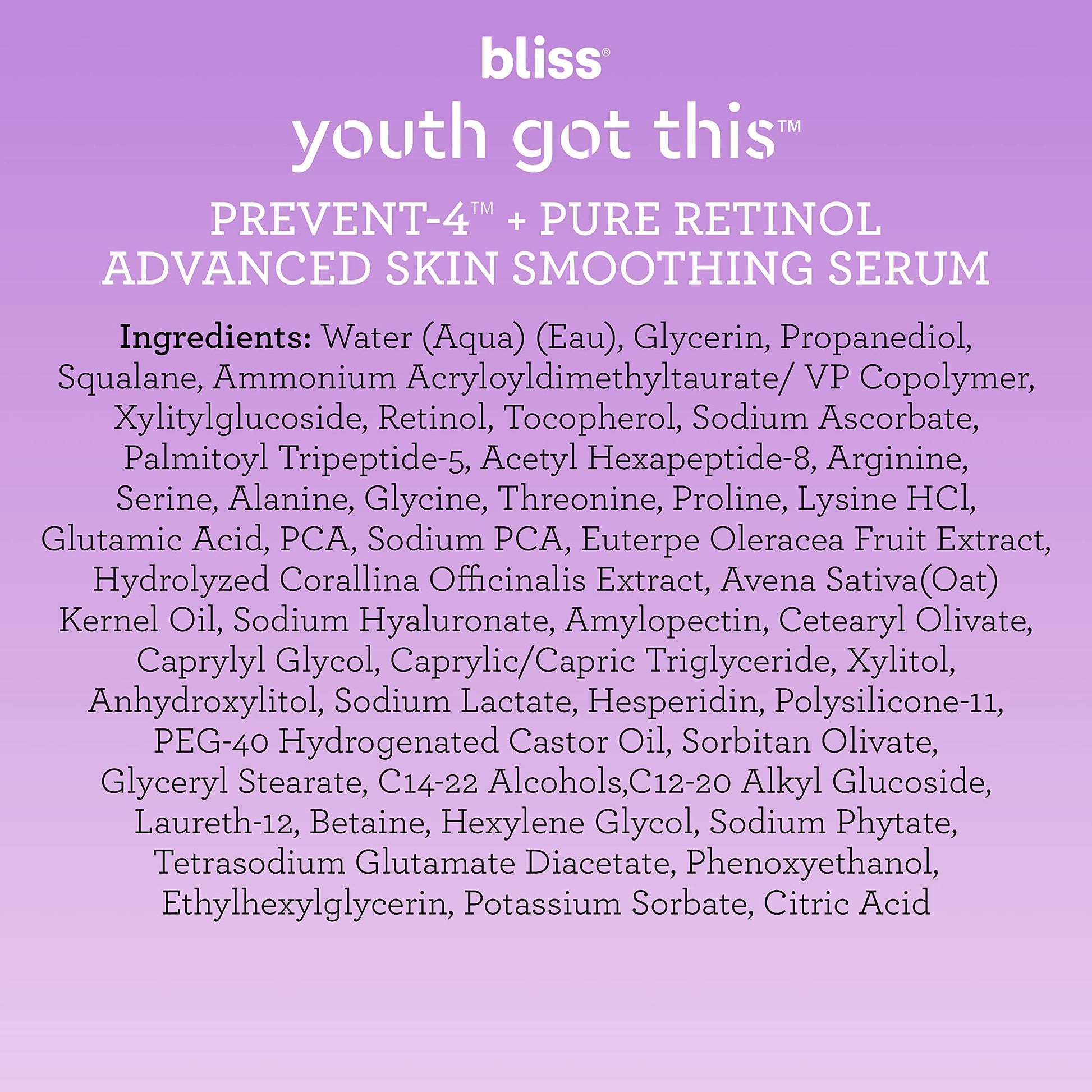 Bliss Youth Got This™ Prevent-4™ + Pure Retinol - 0.67 Fl Oz - Advanced Skin Bliss buy supplements canada