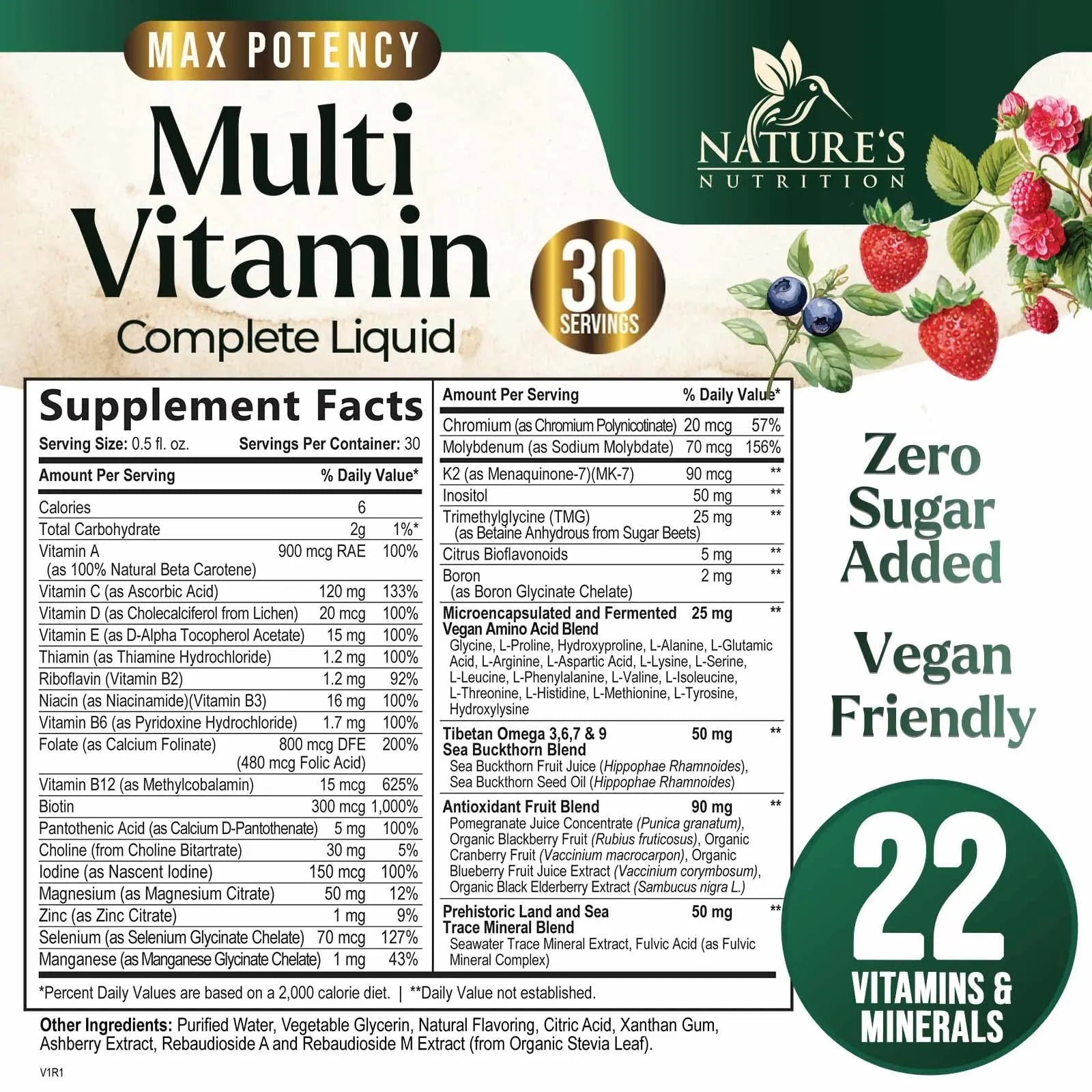 Liquid Multivitamin - Sugar Free Daily Multi Vitamin for Women, Men & Kids, Vitamins A, C, D, B-12, Biotin & Zinc - Supports Faster Hair Growth Nature's Nutrition buy supplements canada
