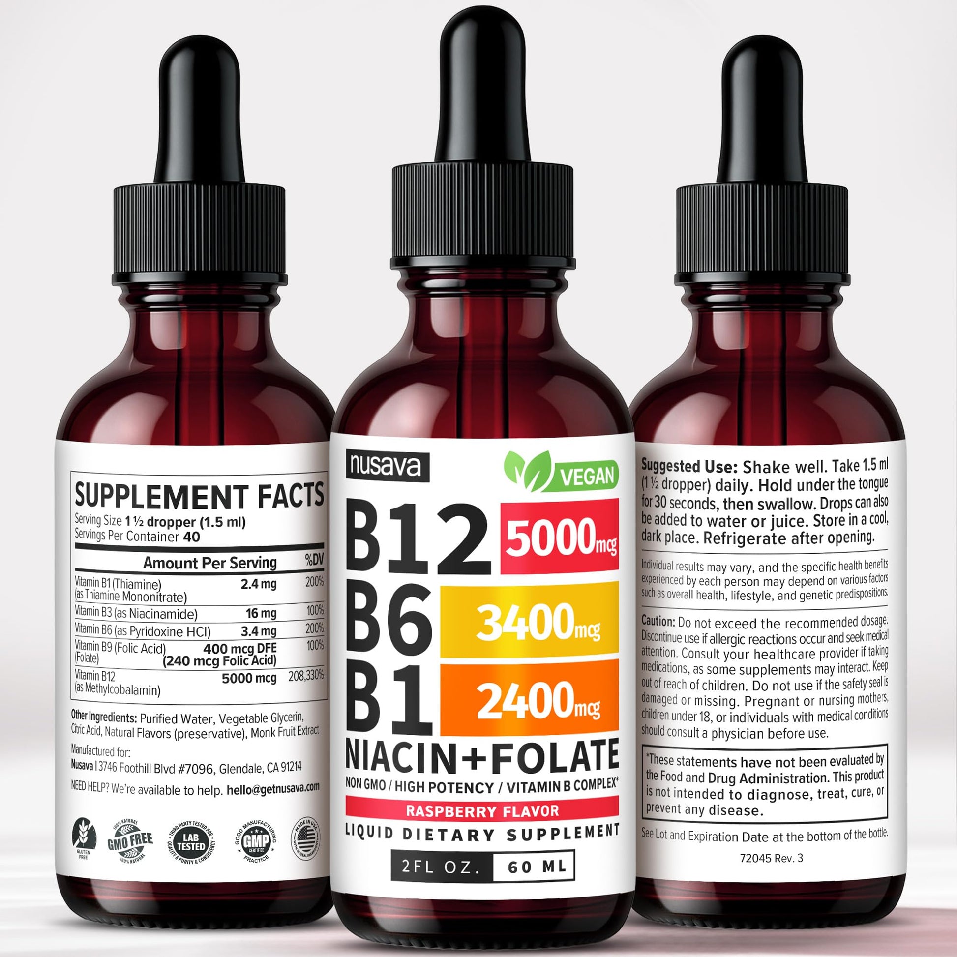 (2 Pack) Vitamin B12 and B6 Liquid Drops, B12 Sublingual Vitamin B Complex - B 12 Vitamin 5000mcg - B12 Methylcobalamin for Energy NUSAVA buy supplements canada