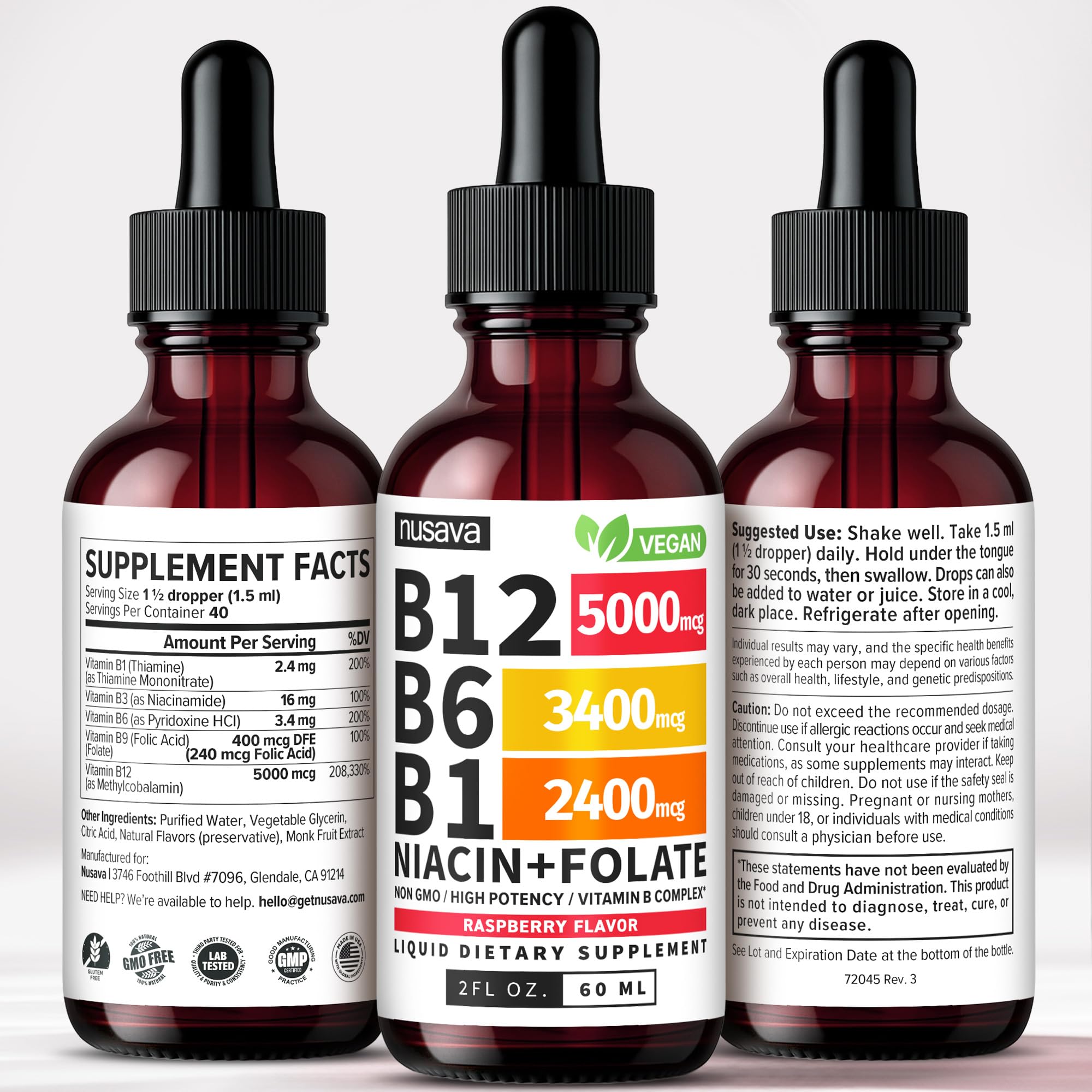 (2 Pack) Vitamin B12 and B6 Liquid Drops, B12 Sublingual Vitamin B Complex - B 12 Vitamin 5000mcg - B12 Methylcobalamin for Energy NUSAVA buy supplements canada