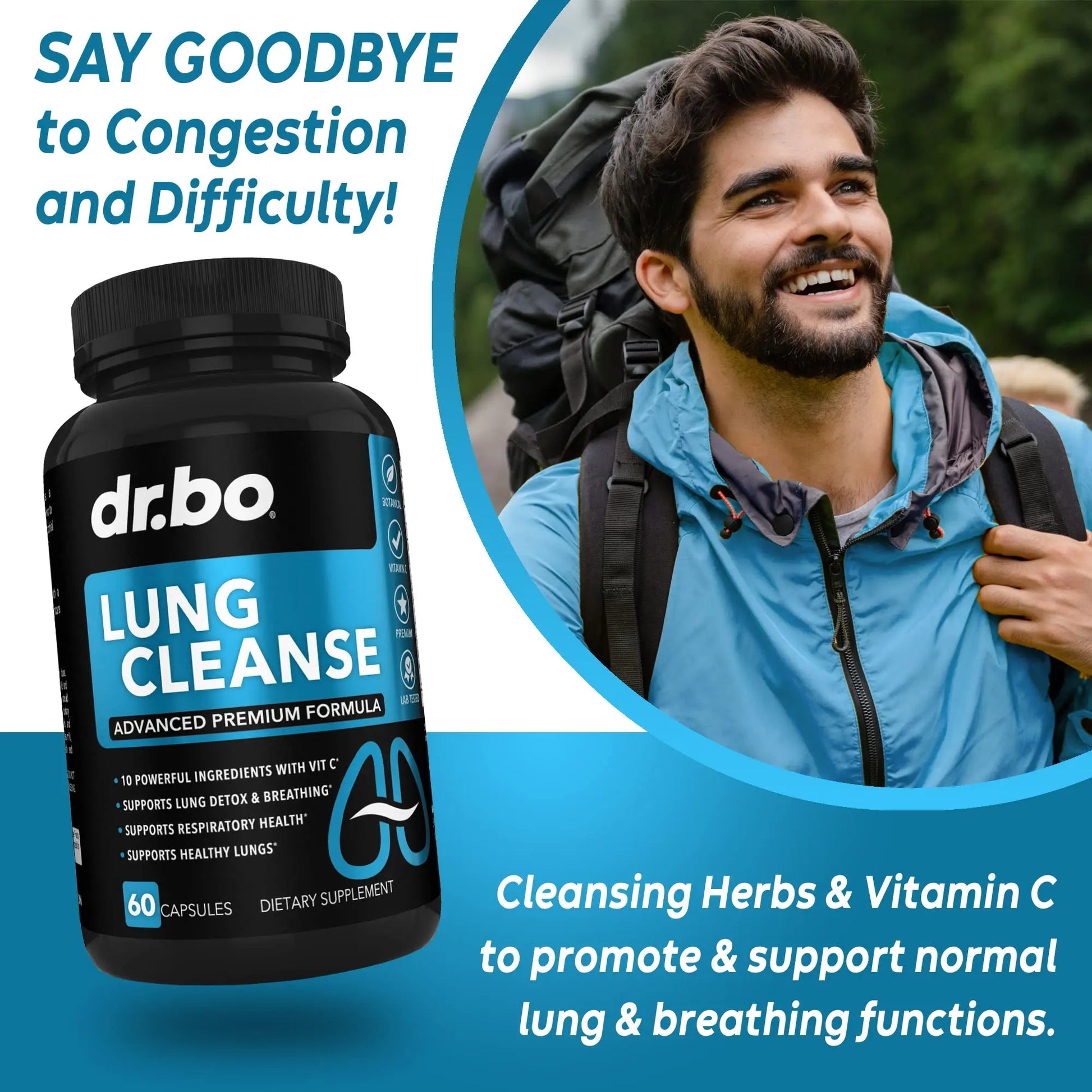 Lung Cleanse Support Supplement - Respiratory Supplements to Quit & Stop Smoking Aids - Herbal Detox for Lungs & Bronchial Health - Smokers Cleanser Breathe Aid for Mucus Clear Relief - 60 Capsules DR. BO buy supplements canada