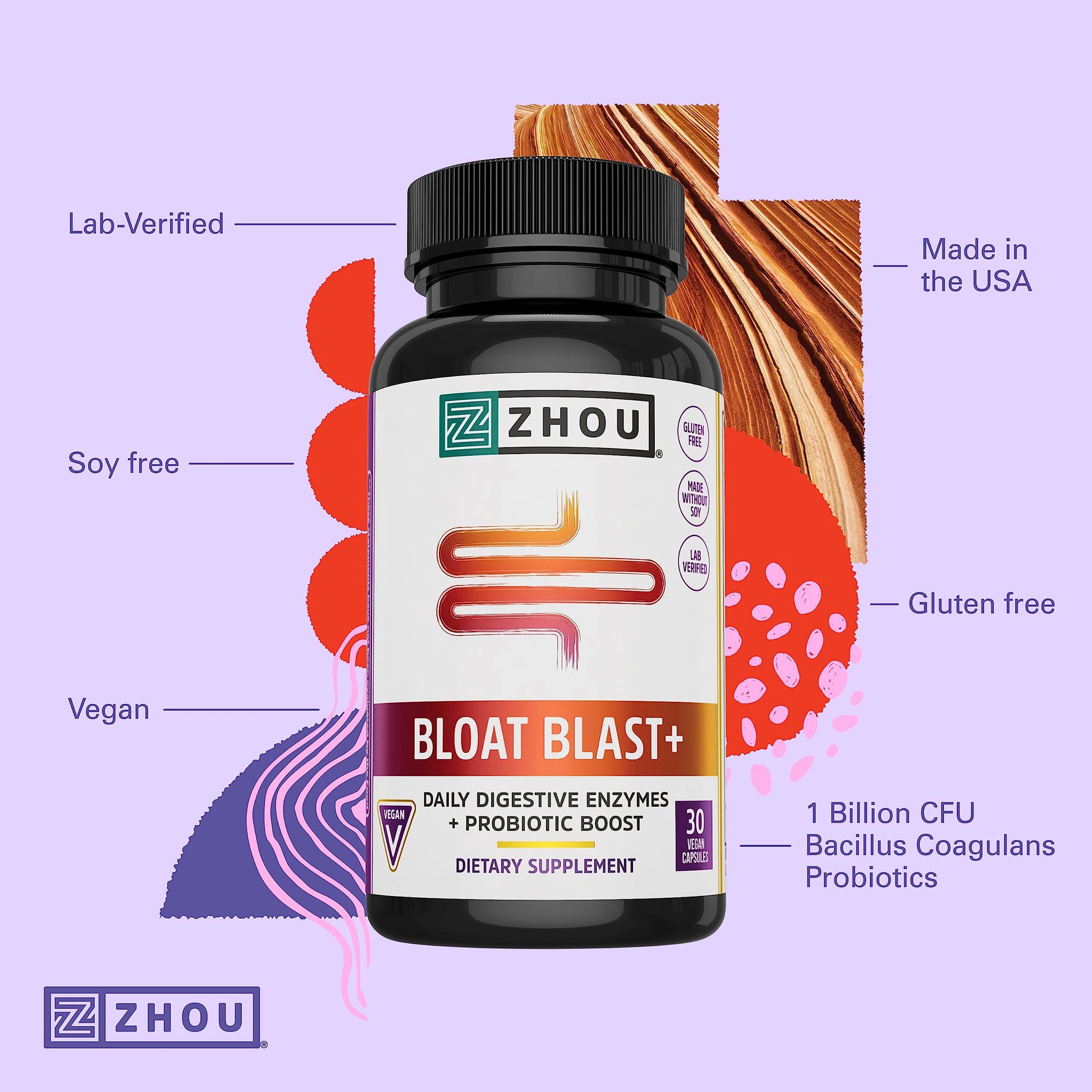 Zhou Nutrition Bloat Blast+ Digestive Enzymes with Probiotics, Bloating Relief for Women Zhou Nutrition buy supplements canada