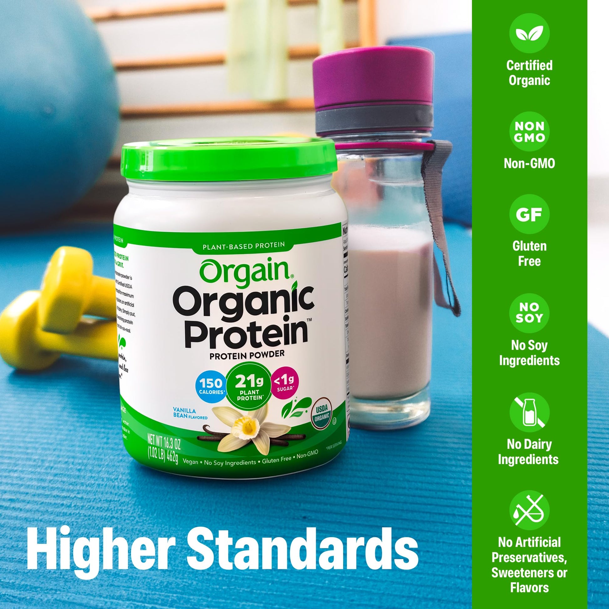 Orgain Organic Vegan Protein Powder, Vanilla Bean - 21g Plant Based Protein, 4g Prebiotic Fiber, No Lactose Ingredients, No Added Sugar, Non-GMO, For Shakes & Smoothies Orgain buy supplements canada