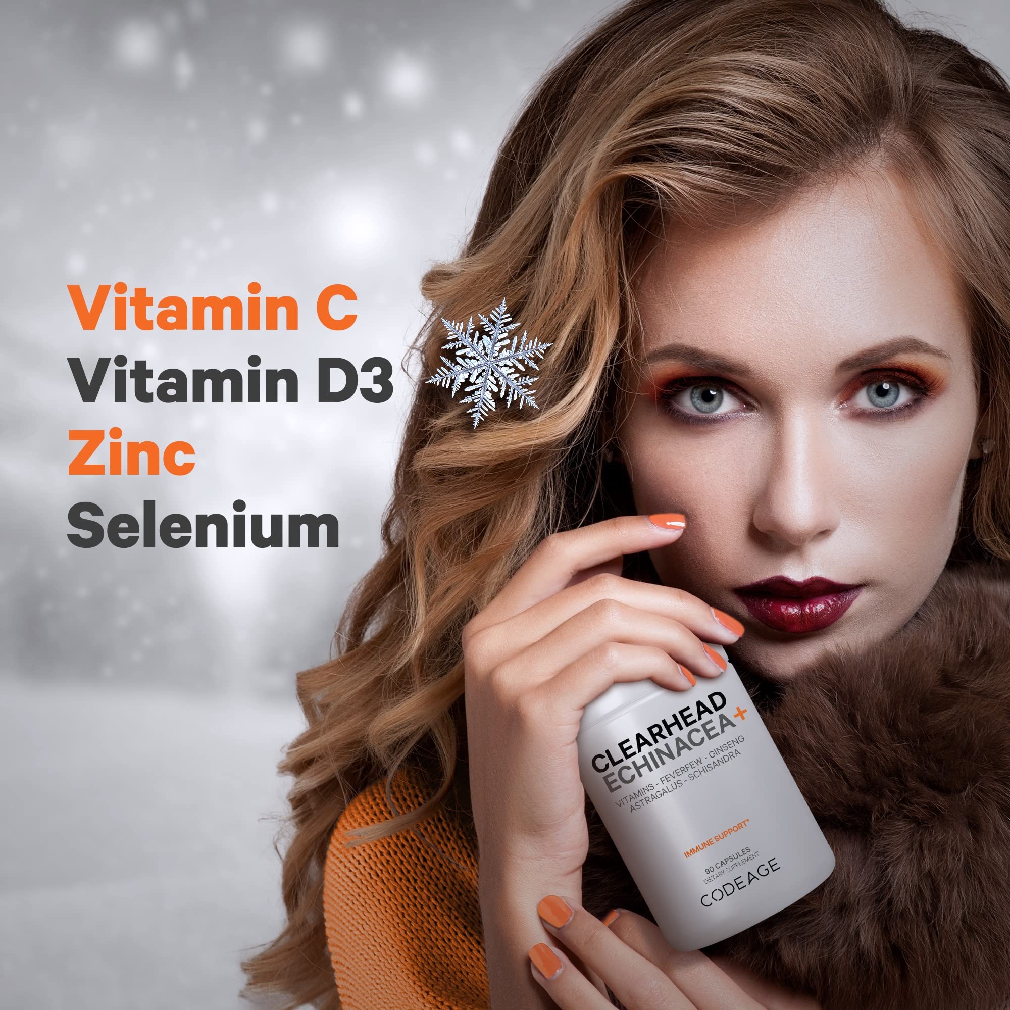 Codeage Clearhead Echinacea+ Supplement - Echinacea, Schisandra, Feverfew, Coptis, American Ginseng, Astragalus, Garlic, Probiotics, Vitamins C & D3, Zinc, Selenium - Clear Head Vitamin - 90 Capsules Codeage buy supplements canada