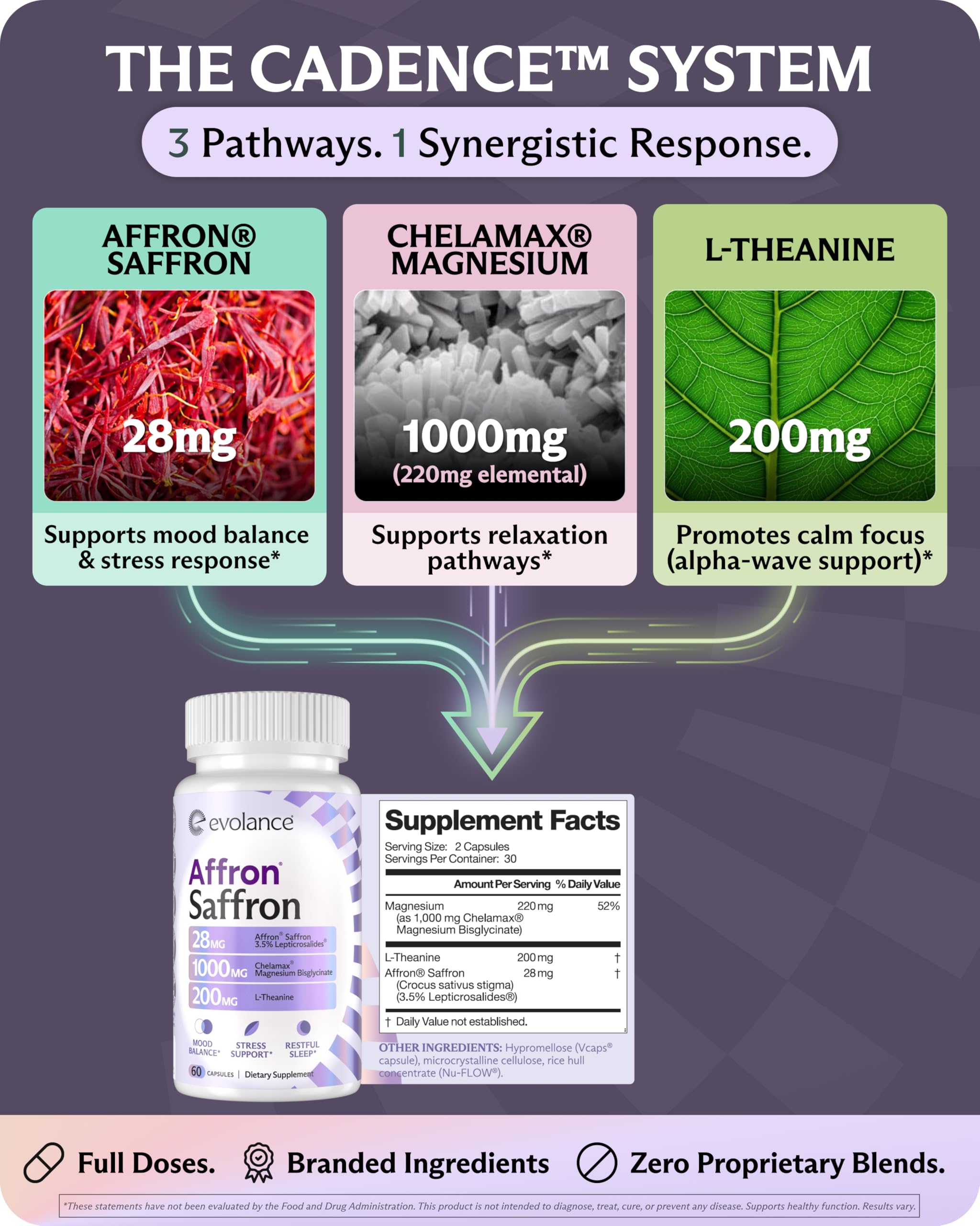 Evolance Saffron Supplements Extract for Stress & Mood Support – Affron 28mg, Magnesium Glycinate 1000mg, L-Theanine 200mg – High Absorption, Sleep & Focus Support, Melatonin-Free, 60 Veggie Capsules Evolance buy supplements canada
