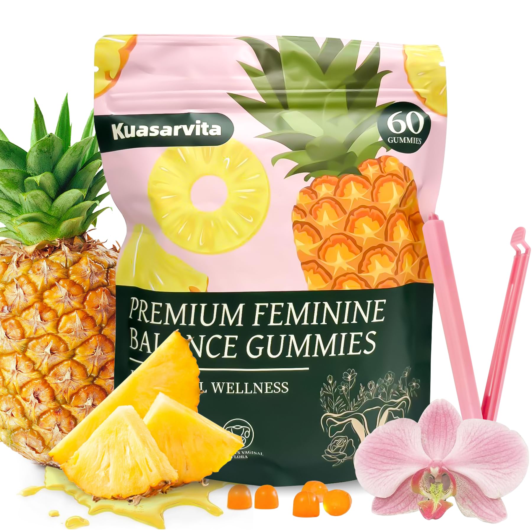 Kuasarvita Peeshlita Women’s Vaginal Probiotics Gummies – pH Balance Support + Feminine Wellness & Comfort, Pineapple Flavor, Natural Probiotic Blend – 60 Gummies Kuasarvita buy supplements canada