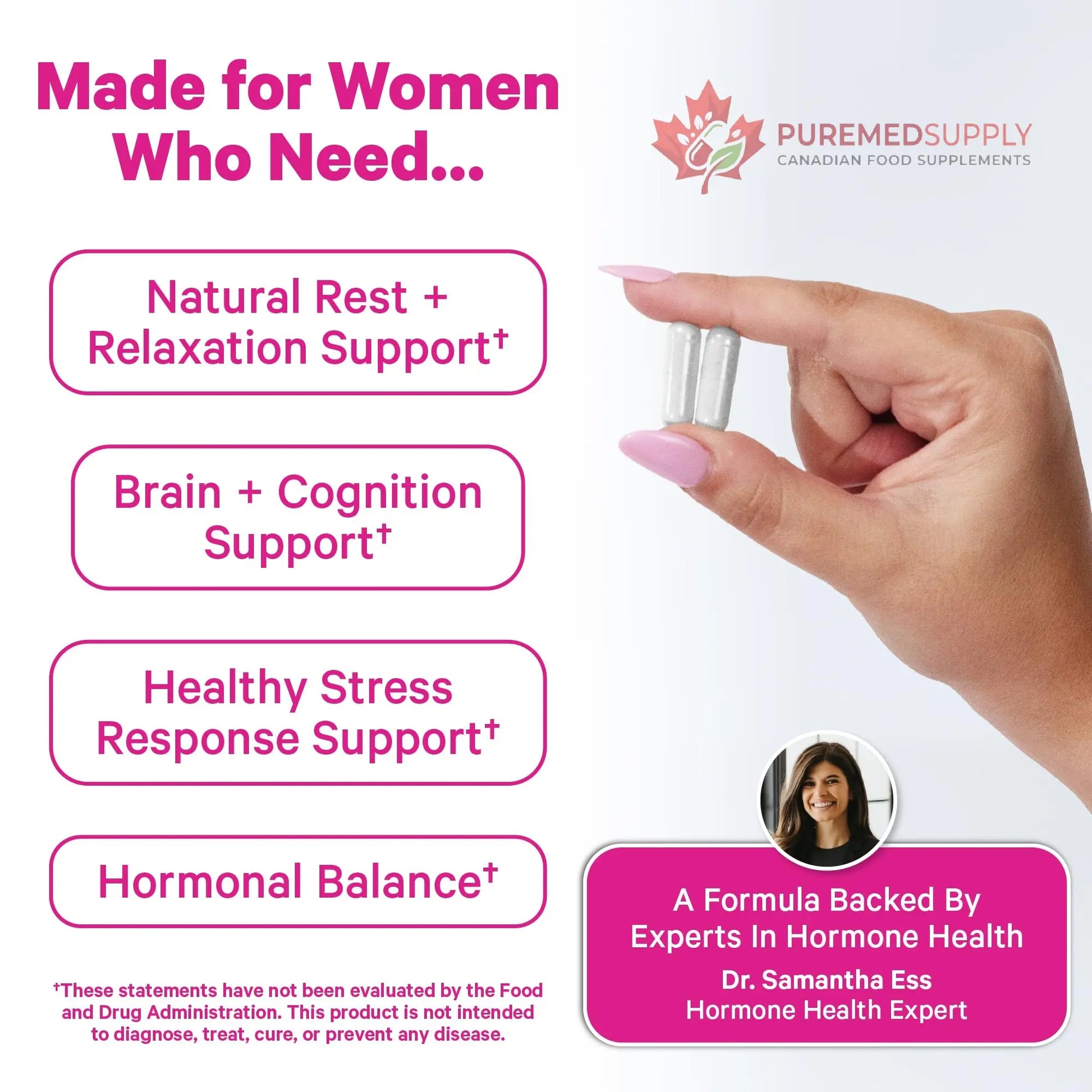 Pink Stork Magnesium Complex for Women - 8 Forms Including Glycinate, Malate, Citrate & L-Threonate - Stress, Sleep, Muscle & Hormone Support - 400 mg Elemental Magnesium - 60 Vegan Capsules Pink Stork buy supplements canada
