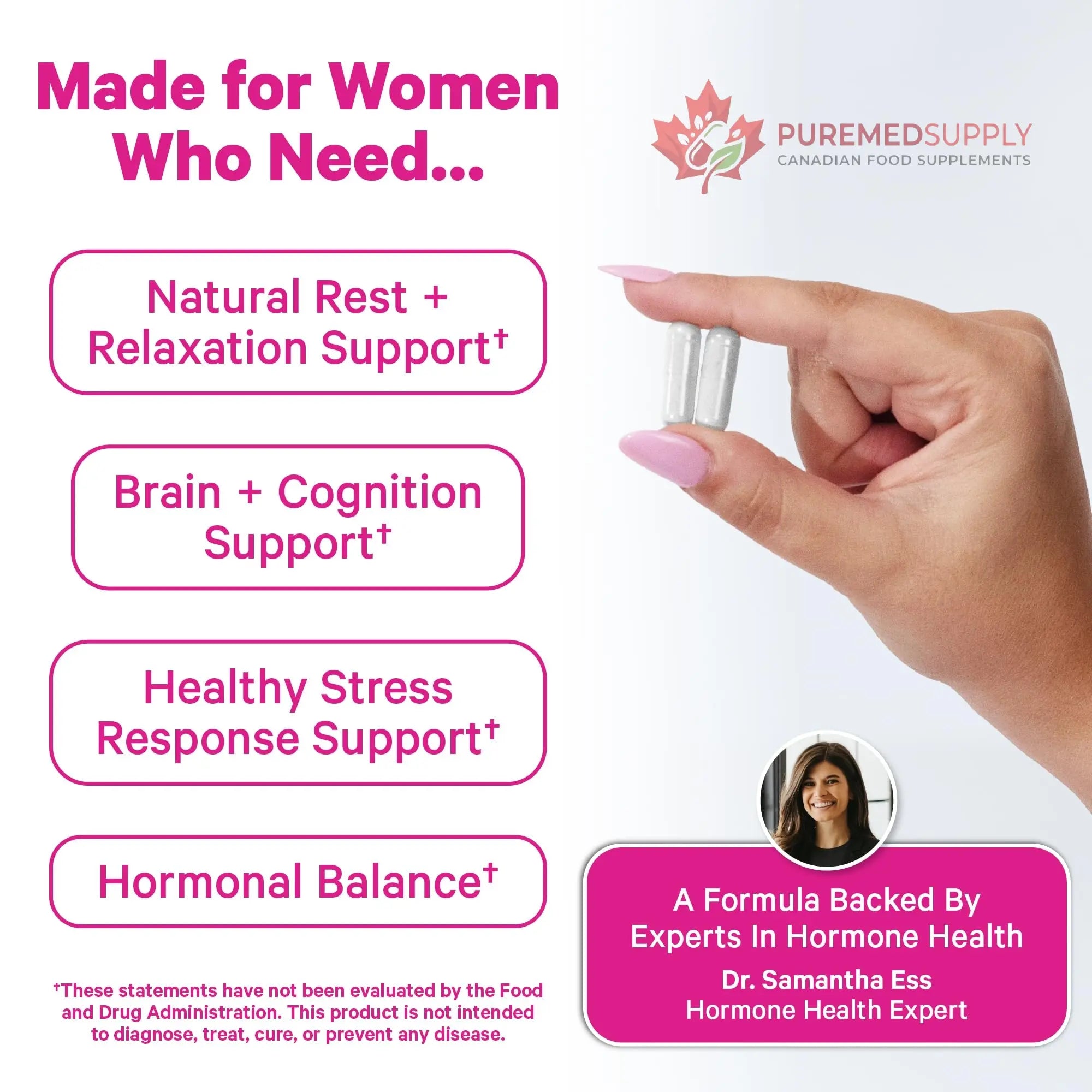 Pink Stork Magnesium Complex for Women - 8 Forms Including Glycinate, Malate, Citrate & L-Threonate - Stress, Sleep, Muscle & Hormone Support - 400 mg Elemental Magnesium - 60 Vegan Capsules Pink Stork buy supplements canada