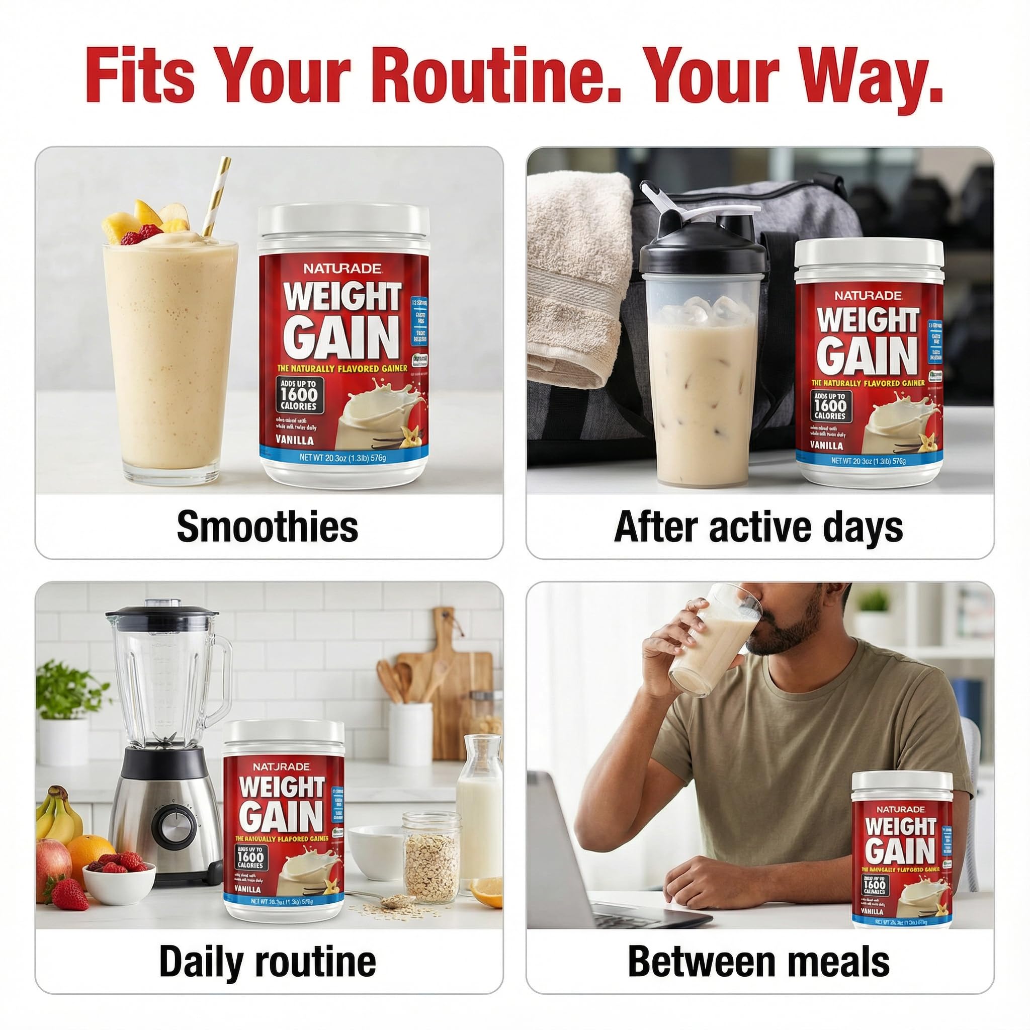 Naturade Weight Gain Nutrition Drink Mix for Healthy Weight Support, Balanced Calories with Protein, Vitamins & Minerals, Vanilla - 20.3 oz Naturade buy supplements canada
