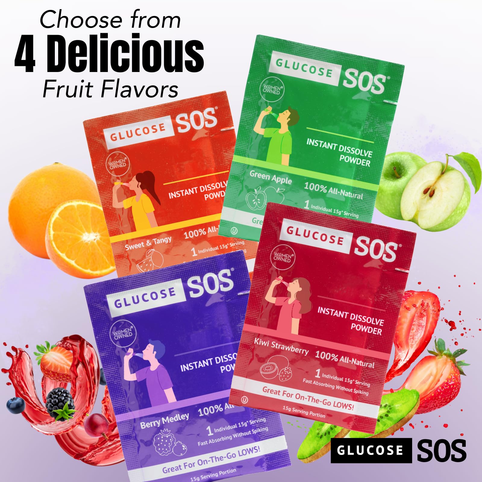 Glucose SOS Glucose Powder Packets with Natural Dextrose, Fast-Absorption That Instantly Dissolves in Your Mouth with No Water Needed, Sweet & Tangy 12 Servings Glucose SOS buy supplements canada
