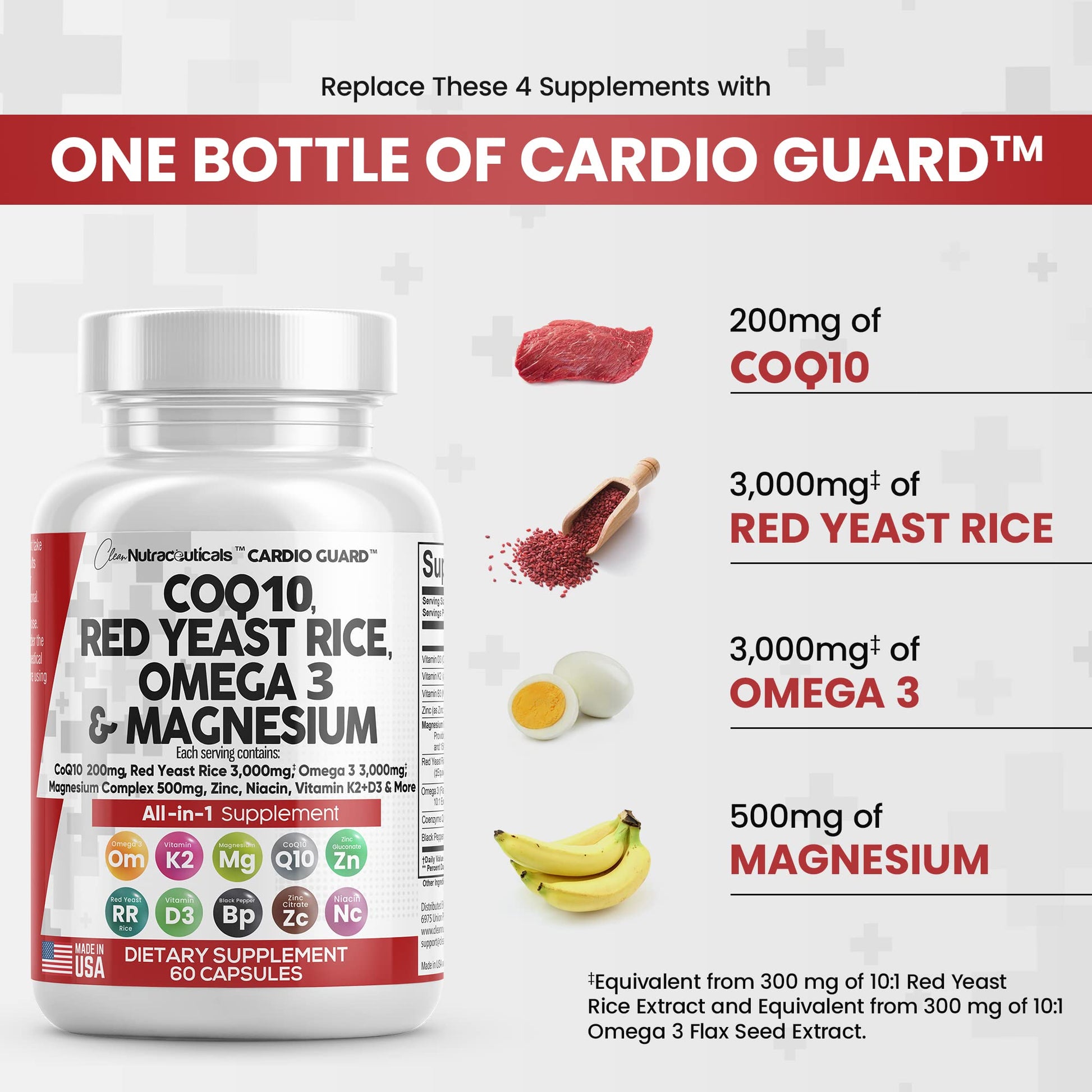 COQ10 200mg Red Yeast Rice 3000mg Omega 3 3000mg Magnesium Clean Nutraceuticals buy supplements canada