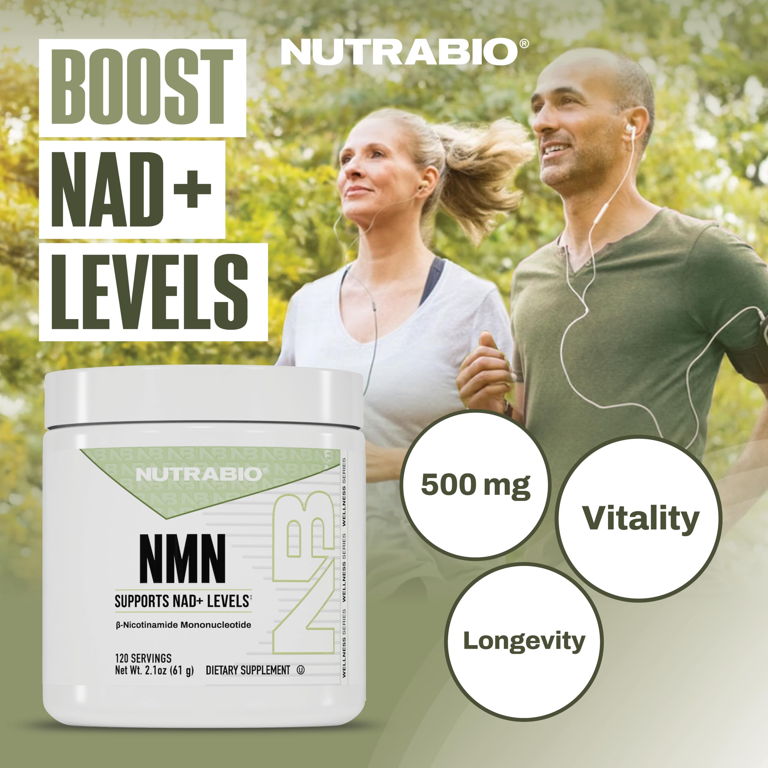 NutraBio NMN - NAD Supplement, Longevity Support, Boost NAD Levels, Increase Cellular Energy, Brain Health, Healthy Aging- 120 Servings NutraBio buy supplements canada