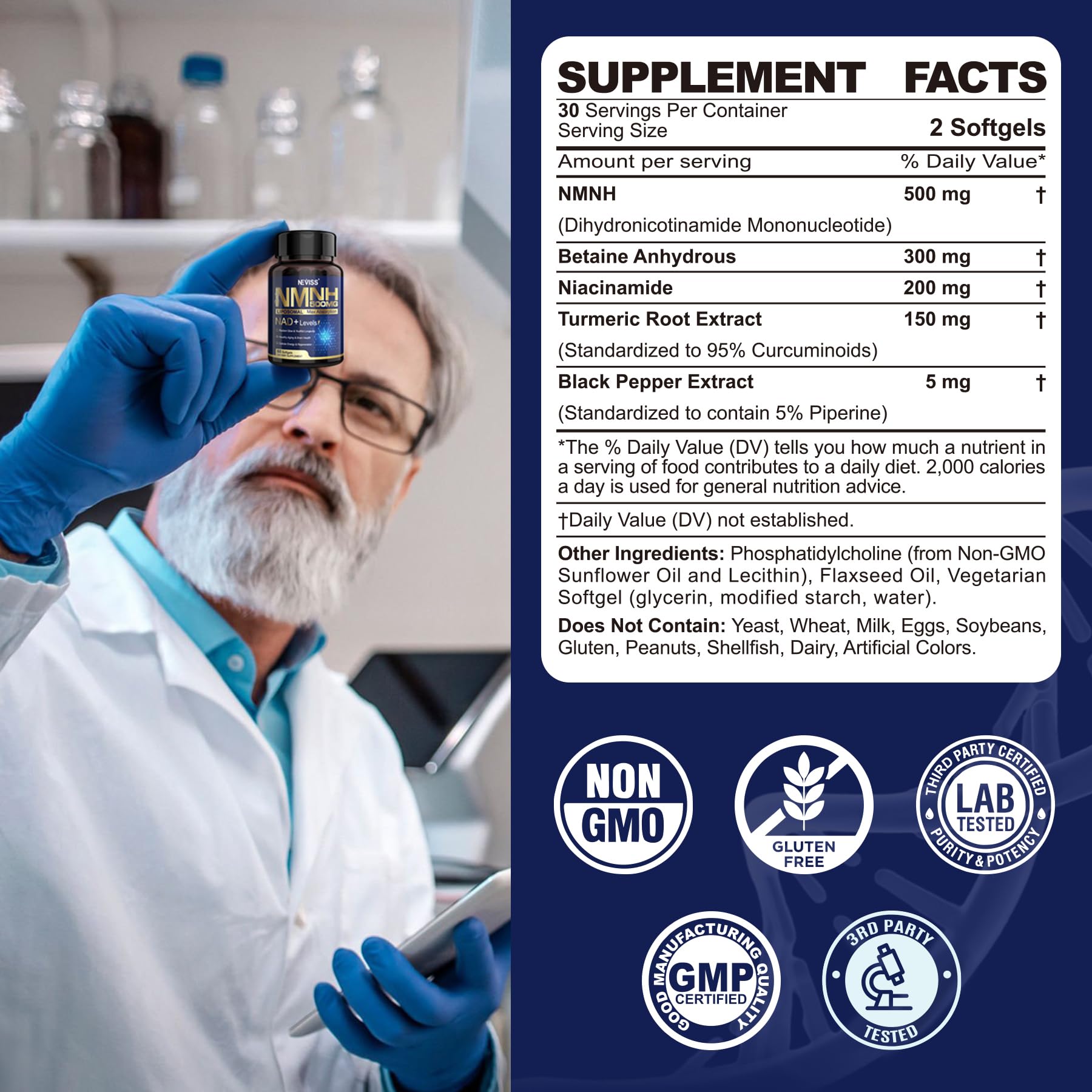 2Pack NAD+ Supplement, Next-Gen NMNH Liposomal 500mg, NR NMN Supplement Alternative, High Absorption NAD+ with Curcumin, Niacinamide for Cellular Energy, DNA Repair, Healthy Aging, 120 Softgels NEVISS buy supplements canada