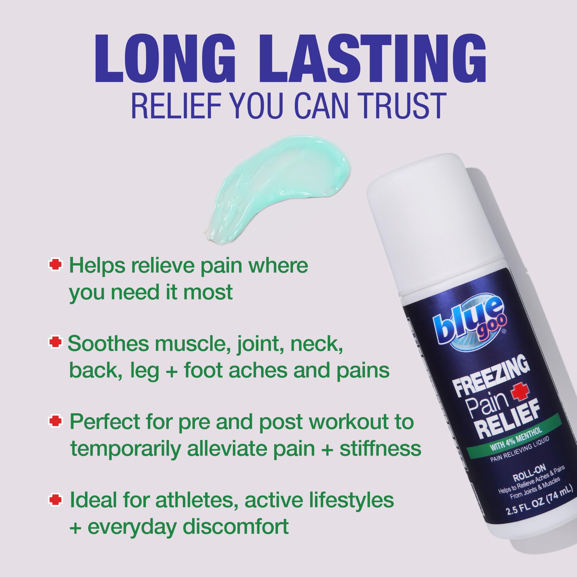 Blue Goo Pain Relieving Menthol Roll On – for Back, Neck, Muscle and Joint Pain, Sprains and Strains, Fast-Acting Soothing Cooling Pain Relief Liquid with 4% Menthol, 2.5 oz (3 Pack) Blue Goo buy supplements canada