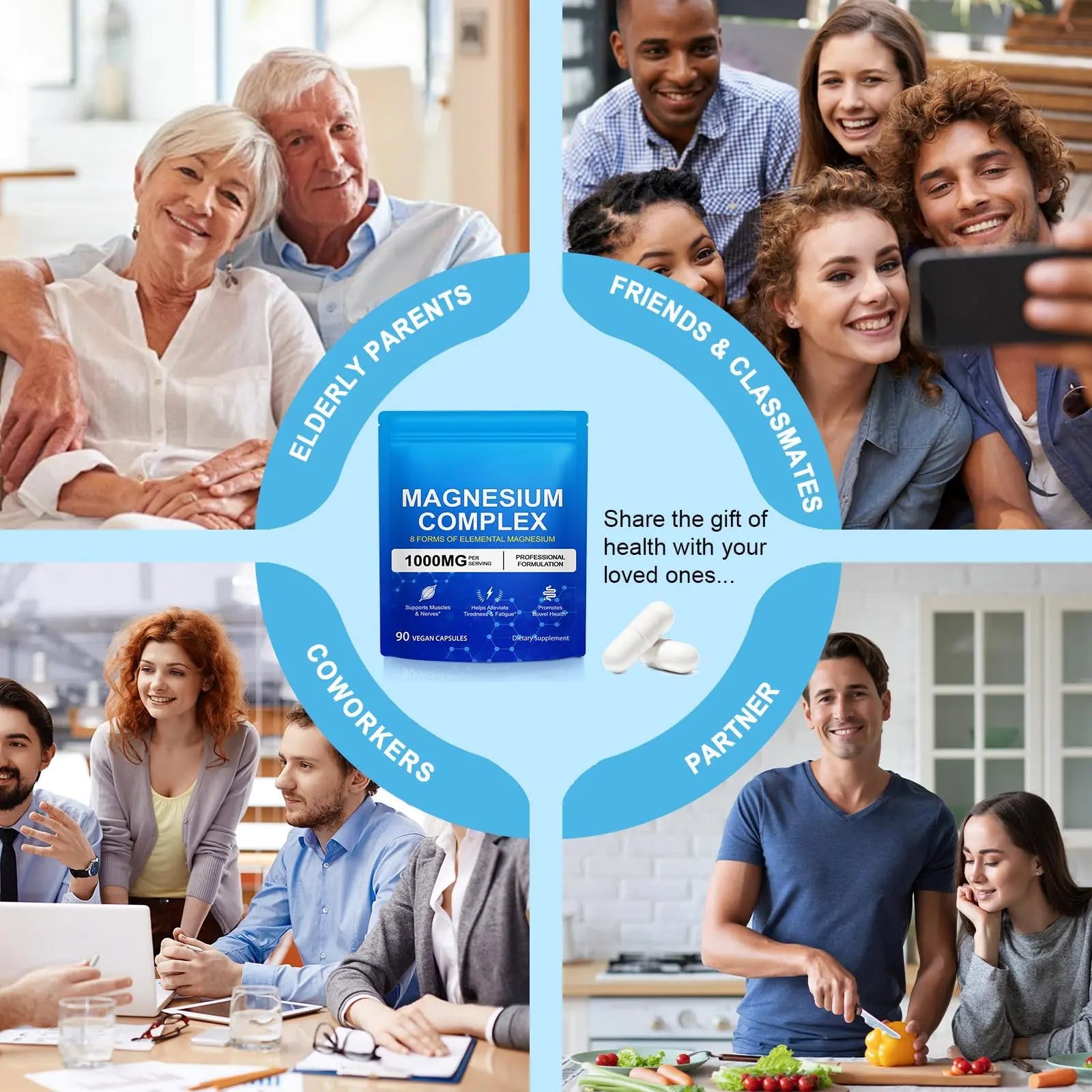 8-in-1 Magnesium Complex 90 Capsules, 1000mg with Magnesium Glycinate, Citrate, Malate, Taurate, Easy Absorption for Health, Energy, Non-GMO, Vegan ITSDAWN buy supplements canada