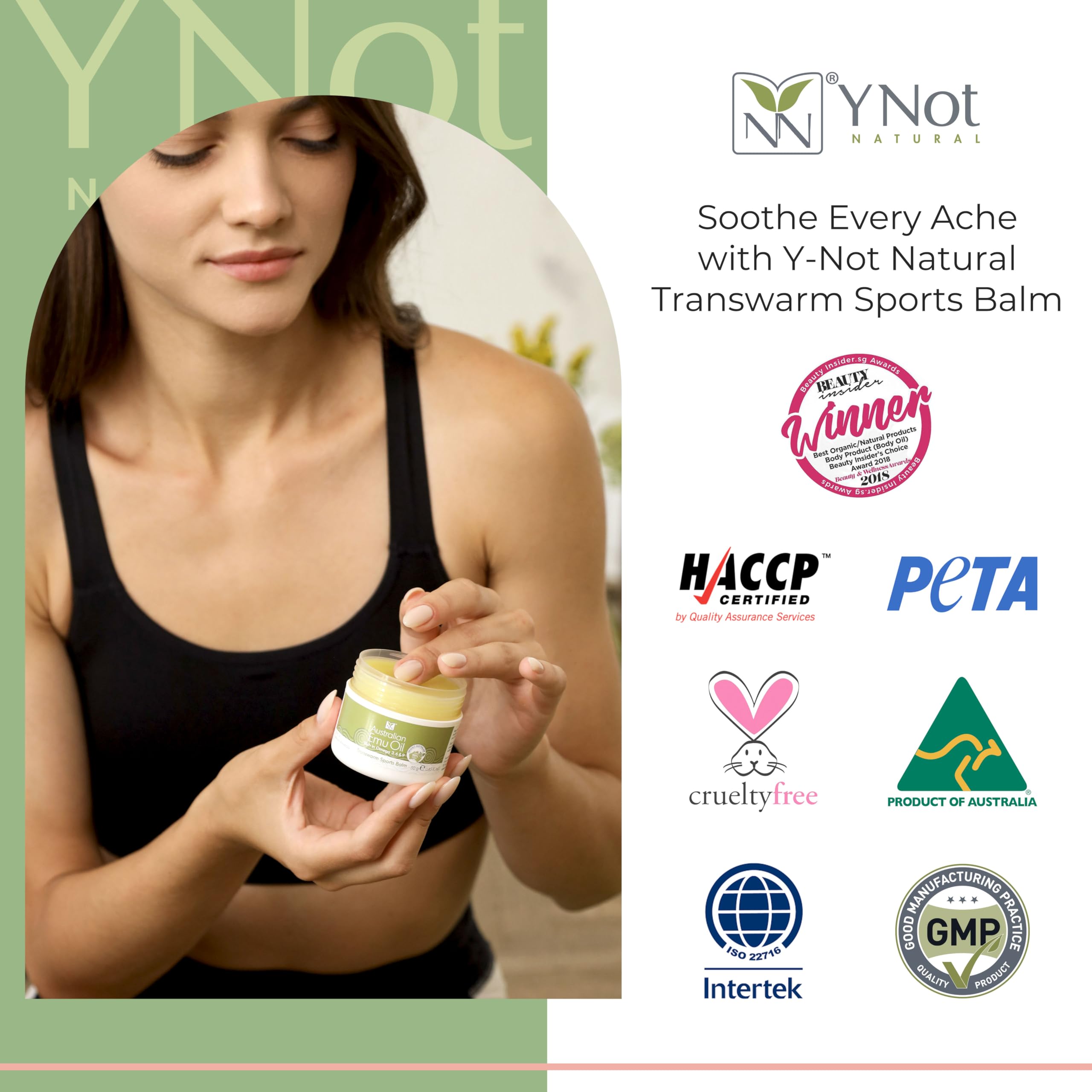 Y Not Natural Transwarm Sports Balm with Pure Emu Oil, Vitamins A, D, E, F & K2, Omega 3 6 9, & Tea Tree Oil Essential Oils - 50g Rub for Joint, Back, Muscle Stiffness & Soothing Itch Relief Y Not Natural buy supplements canada