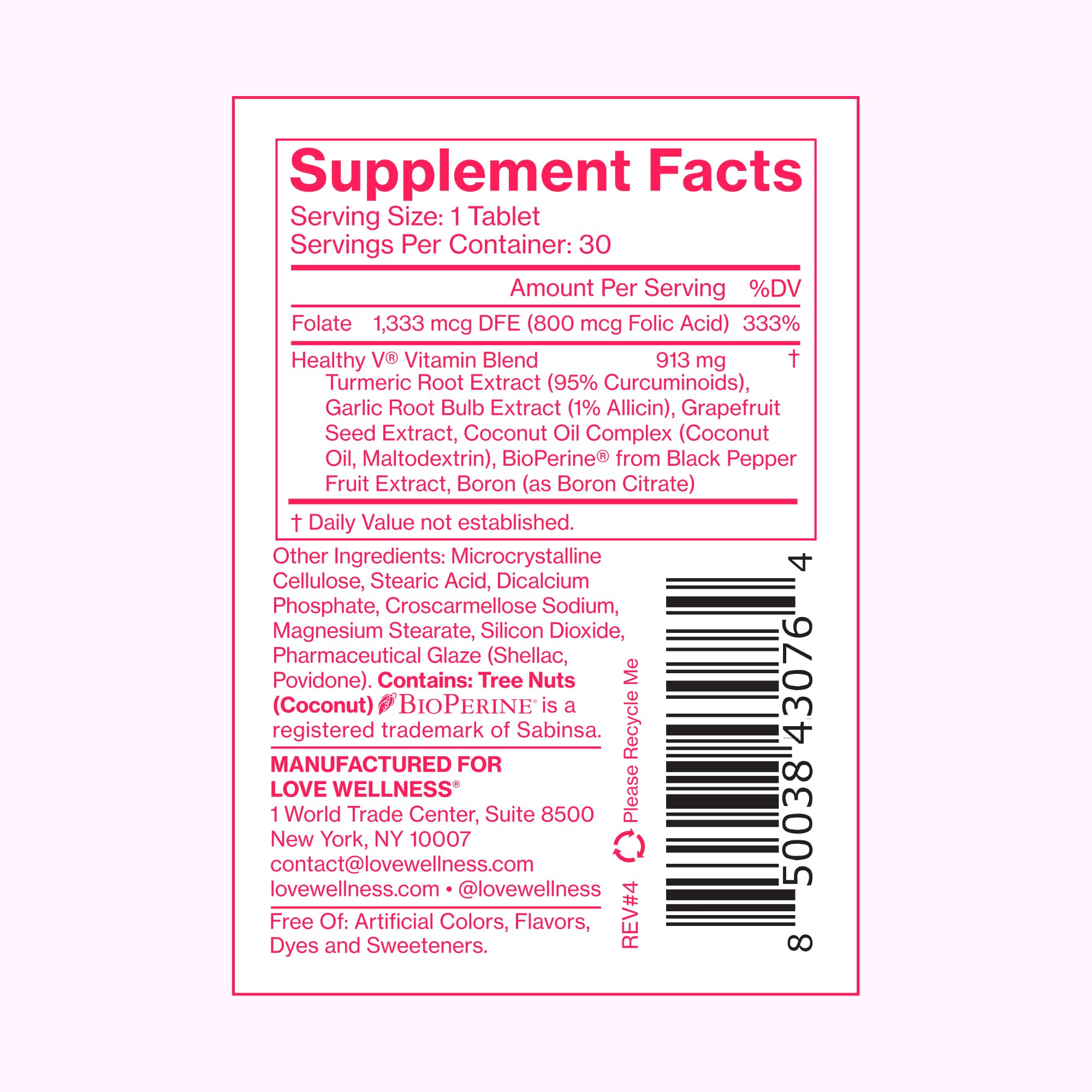 Love Wellness Healthy V Vitamin | Women's Vaginal Health Supplement | pH Balance, Gut Health & Immune Support Supplement | Balance of Candida Yeast with Turmeric, Garlic & Coconut Oil | 30 Count Love Wellness buy supplements canada