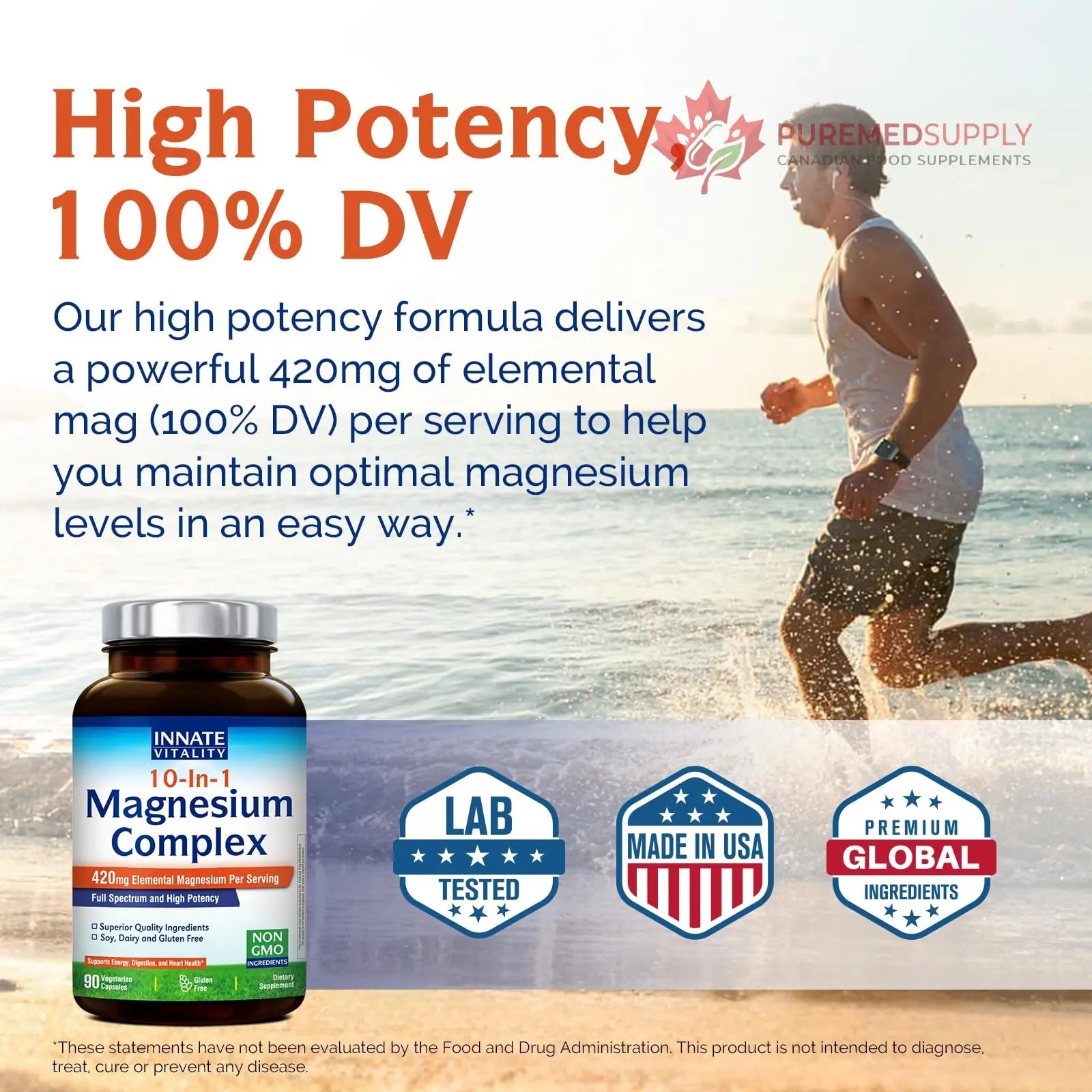 Innate Vitality 10-in-1 Magnesium Complex 960mg, 420mg Elemental Mag per Serving, with Magnesium Glycinate, Citrate, Malate, and More, Sleep, Digestion, Energy Support, 90 Vegan Caps Innate Vitality buy supplements canada