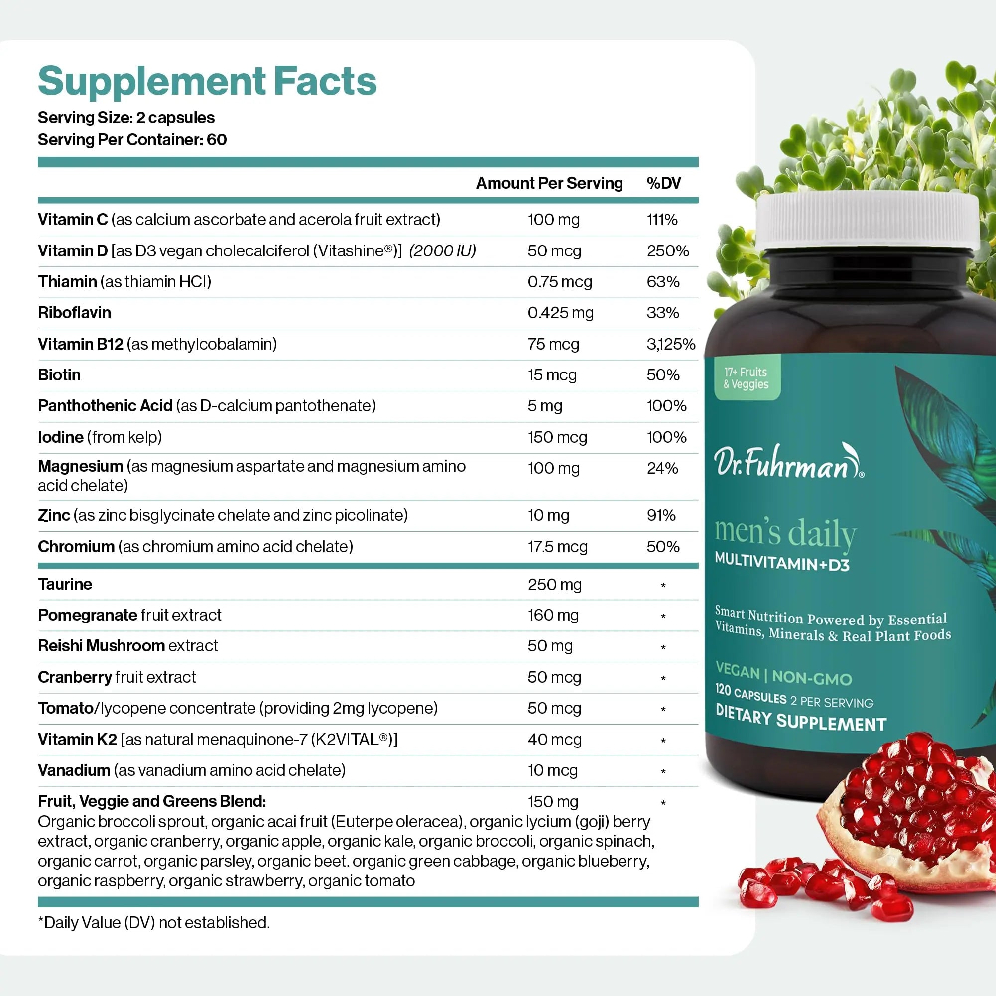 Dr. Fuhrman 2 Month Supply Multivitamin for Men + D3 Vitamin for Immune Support | Vegan Formula Womens Multivitamin with B12 & Zinc | Dr. Fuhrman buy supplements canada