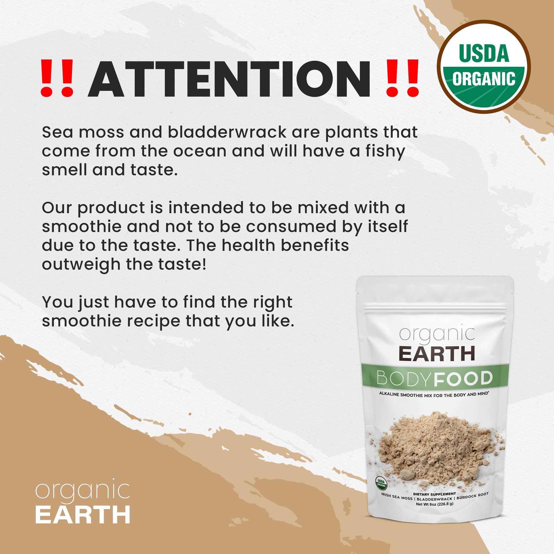 Organic Earth Irish Sea Moss Powder 8oz - Wildcrafted Sea Moss Organic with Bladderwrac Organic Earth buy supplements canada
