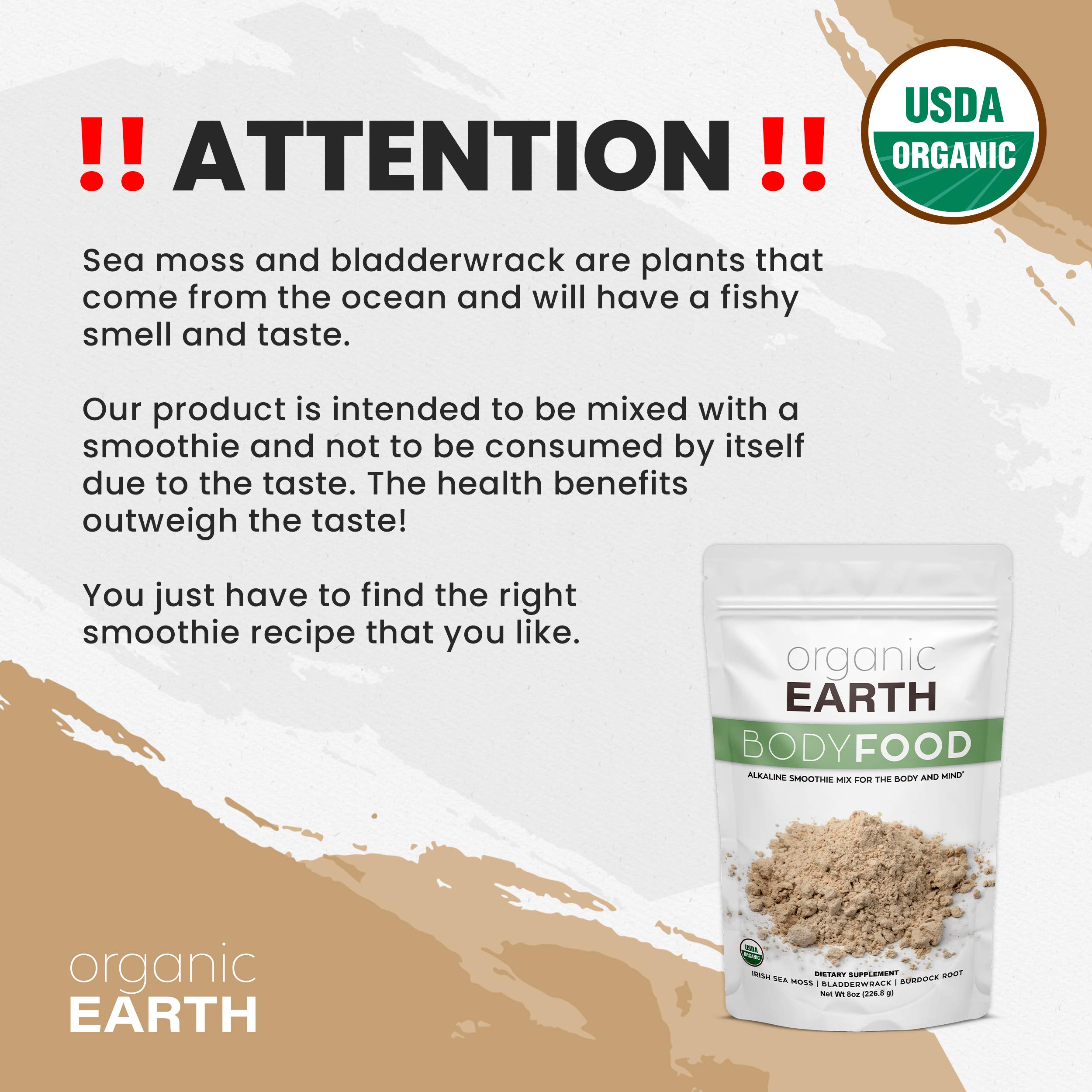 Organic Earth Irish Sea Moss Powder 8oz - Wildcrafted Sea Moss Organic with Bladderwrac Organic Earth buy supplements canada