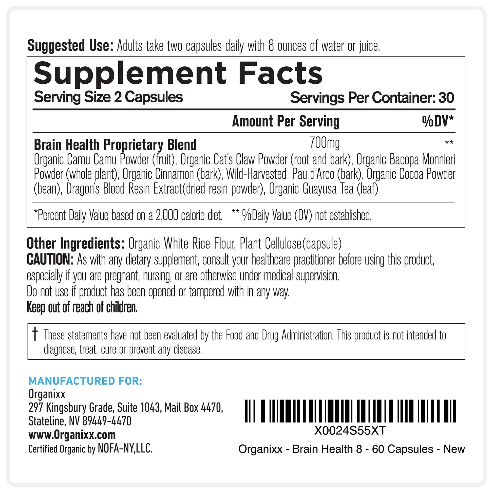 Organixx Ageless Brain Powerful Brain Health Supplement to Support Brain Function, Clarity, Focus, Re-Energize Brain Cells, Helps Promote a Balanced Mood, Gluten Free, Non GMO, 60 Vegetarian Capsules Organixx buy supplements canada