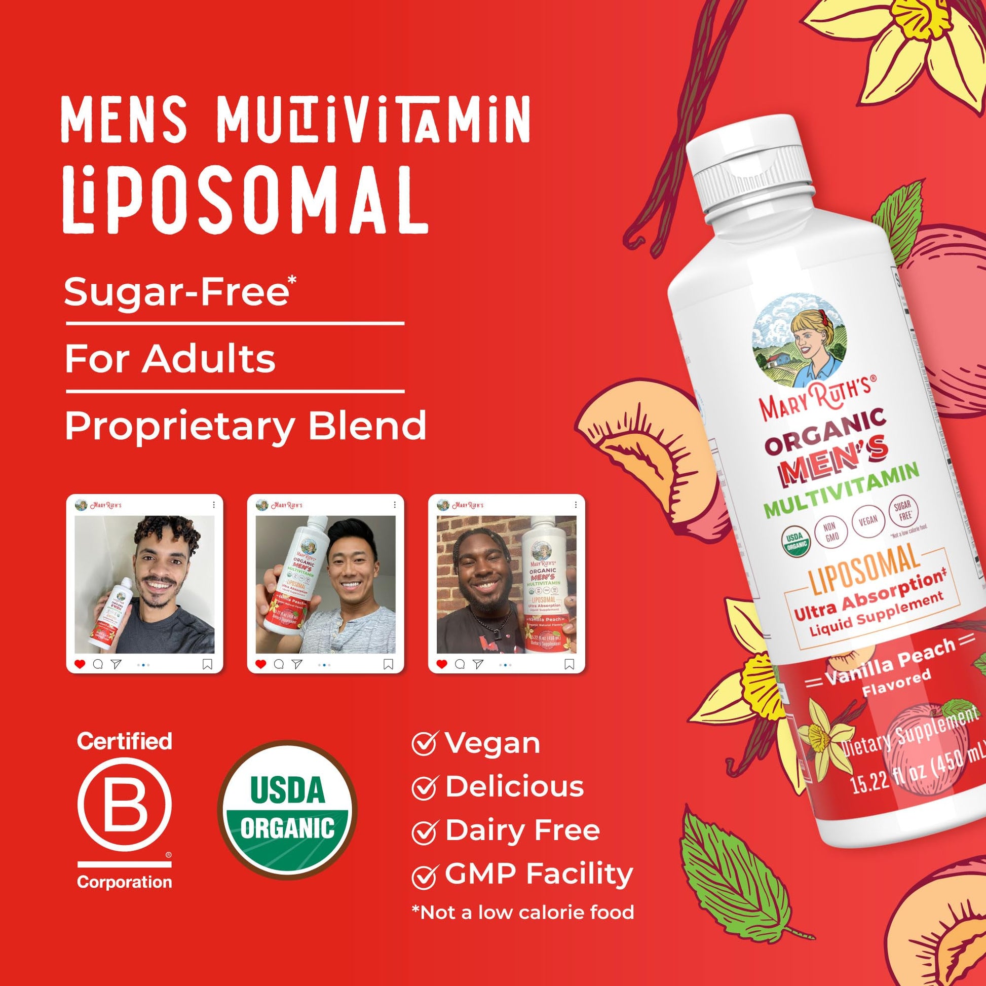 MaryRuth Organics Multivitamin for men | Sugar Free mens Multivitamin | Liquid Vitamins for men | Immune Support Supplement | Cognitive Health & Overall Wellness | Vegan | Non-GMO | 15.22 Fl Oz MARYRUTH'S buy supplements canada