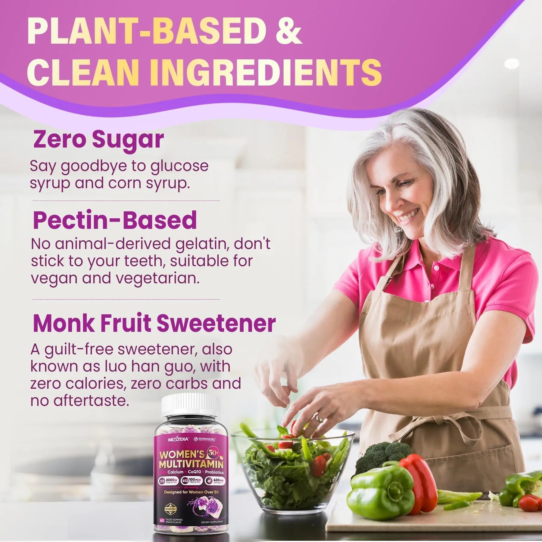 Multivitamin for Women 50 Plus Gummies, Vegan Omega 3, Methylfolate, Calcium, D3 K2, CoQ10, Daily Vitamin A C E, Methylated B12, Biotin, B Complex Nextdia buy supplements canada