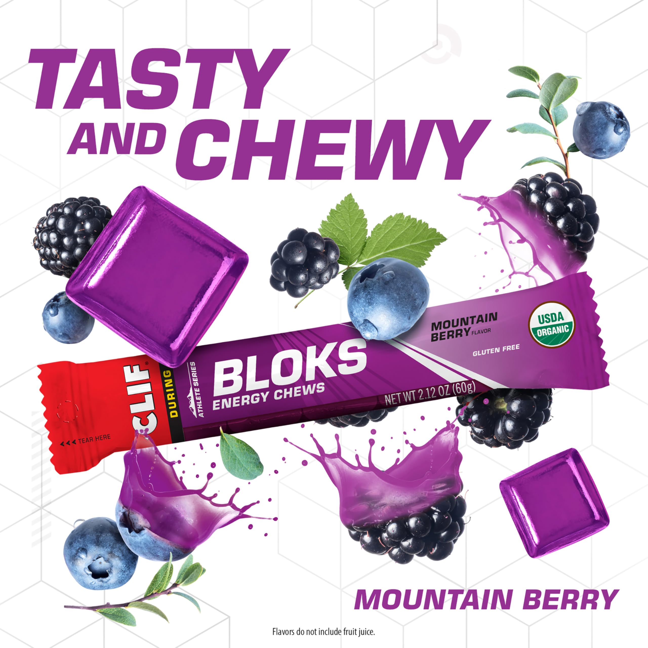 CLIF BLOKS - Mountain Berry Flavor - Energy Chews - Non-GMO - Plant Based - Fast Fuel for Cycling and Running - Quick Carbohydrates and Electrolytes - 2.12 oz. (18 Count) CLIF Bar buy supplements canada