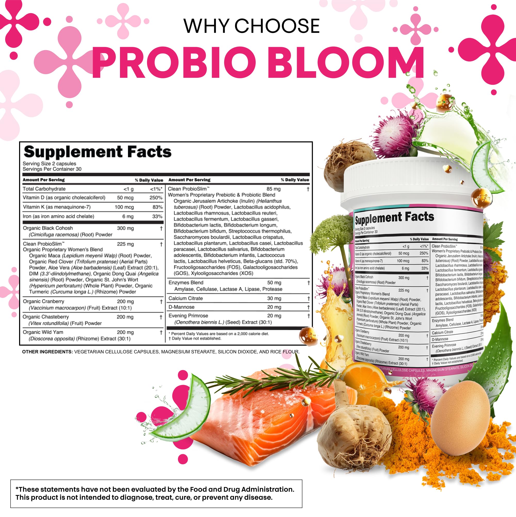 Clean Nutraceuticals Probiotics for Women with D Mannose, Cranberry Extract, Wild Yam, Chasteberry - 20 Probiotic and Prebiotic Strains - PH Balance, Womens Probiotic for Digestive Health - 60 Count Clean Nutraceuticals buy supplements canada