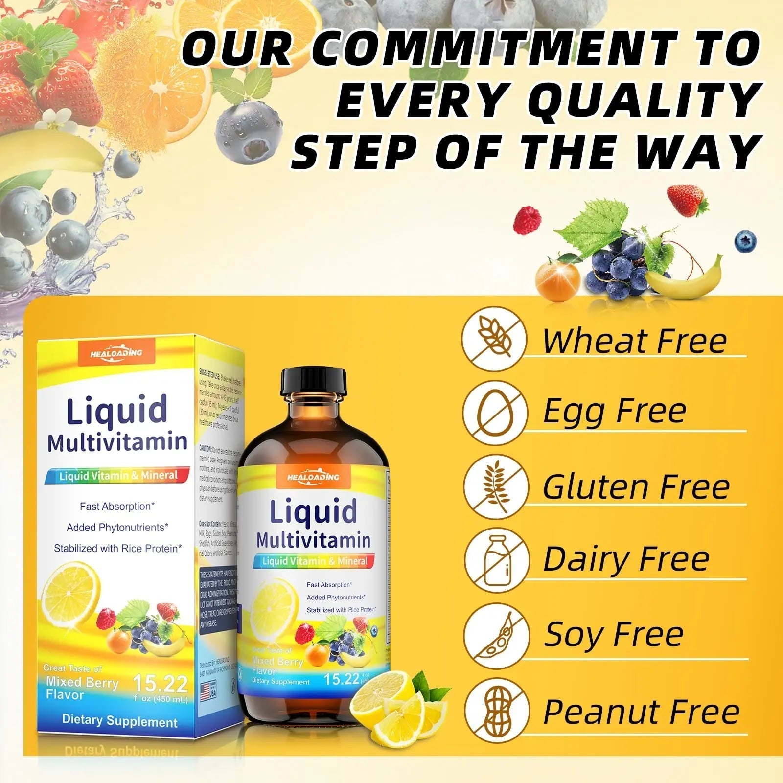 HEALOADING Nutritious Liquid Multivitamin for Women：Liquid Multi Vitamin with Amino Acids Zinc Selenium Mixed Fruit Flavor HEALOADING buy supplements canada