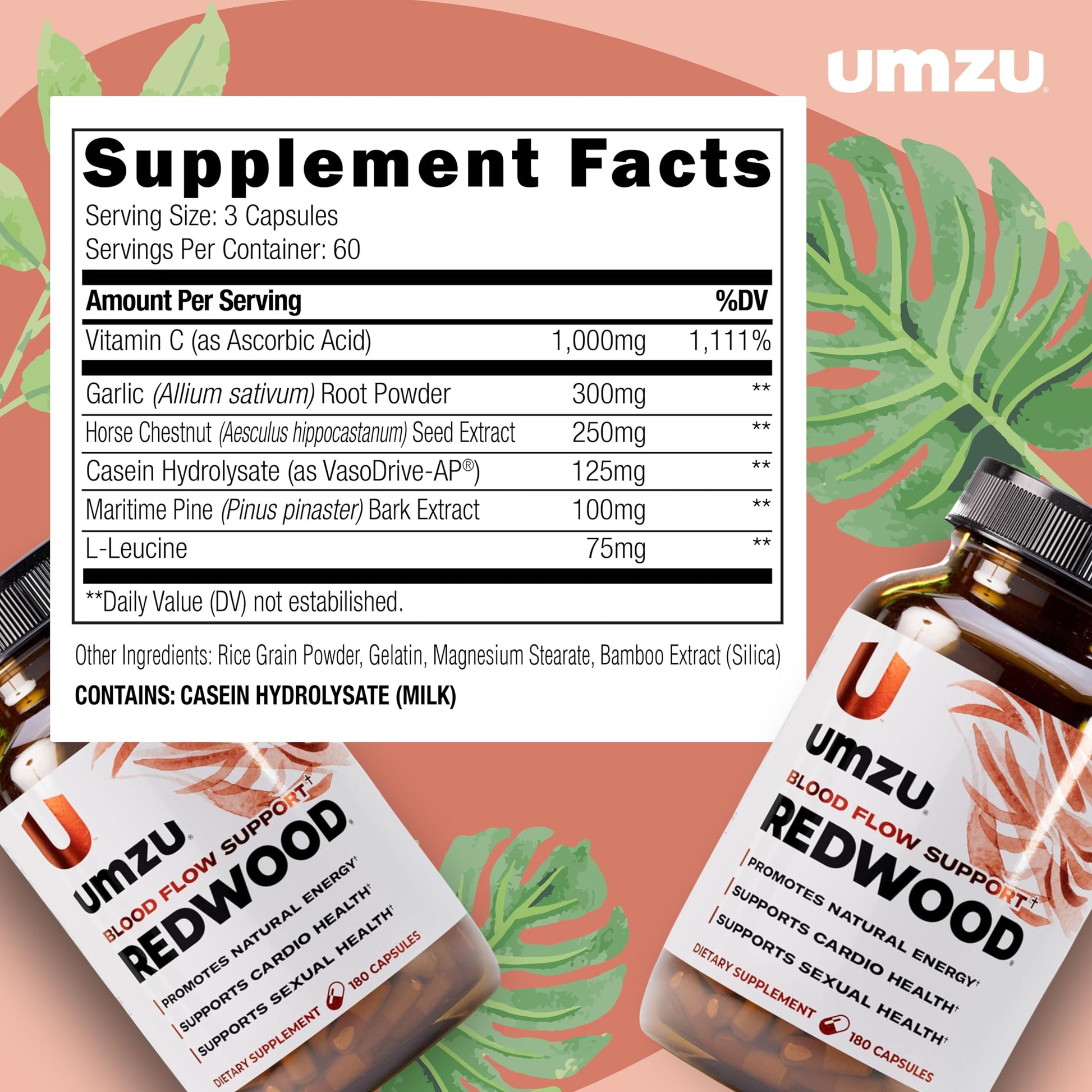 UMZU Redwood Nitric Oxide Booster, (30 Day Supply) – Vitamin C, Garlic & Horse Chestnut – Healthy Circulation & Endurance – Daily Cardiovascular Support Nitric Oxide UMZU buy supplements canada