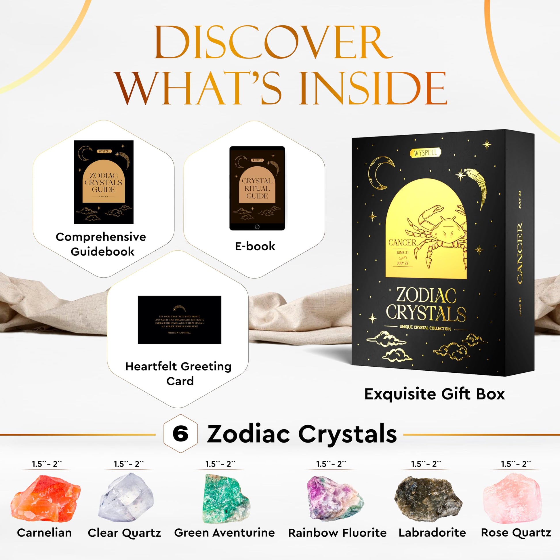 Wyspell Cancer Crystal Set - 6 Raw Cancer Crystals and Healing Stones - Cancer Zodiac Gifts for Women Wyspell buy supplements canada