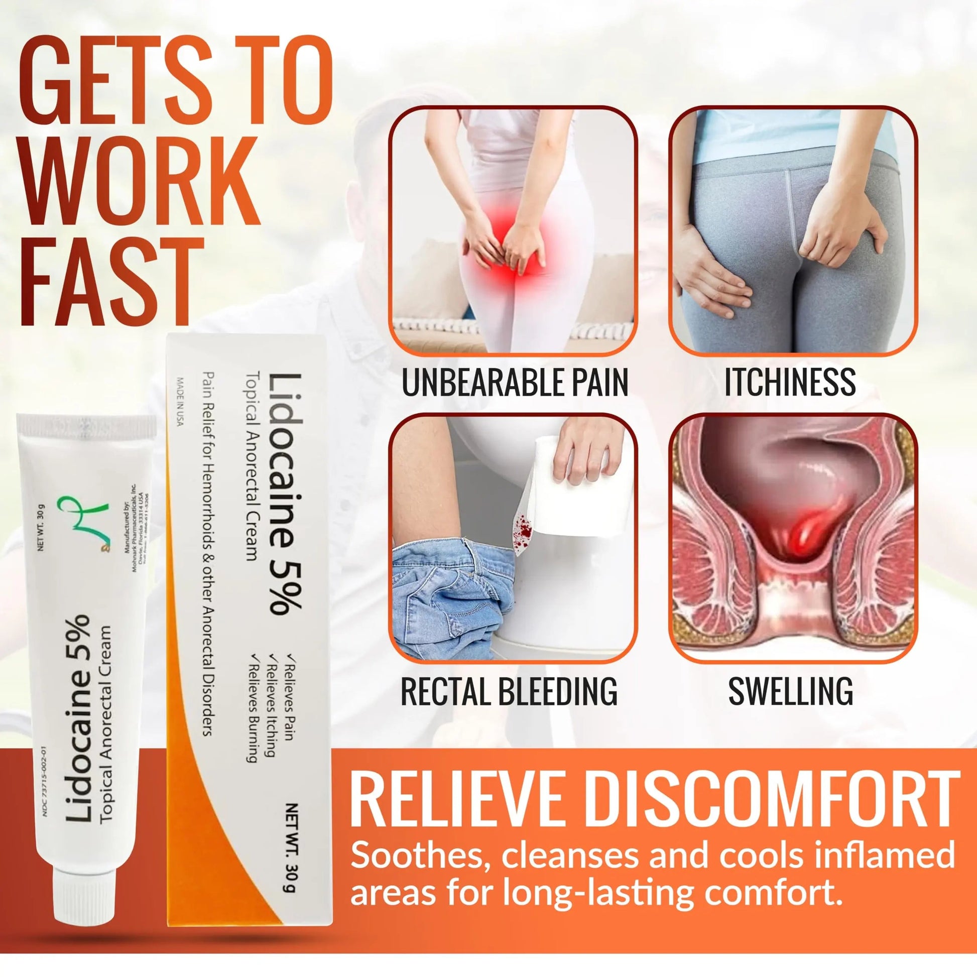 Mohnark Maximum Strength Lidocaine Hemorrhoid Treatment Cream for External and Internal Hemorrhoids Treatment Burn Itch Pain Relief Anal Cream Topical Anorectal Numbing Cream- 30 Gram Tube Made in USA MOHNARK buy supplements canada