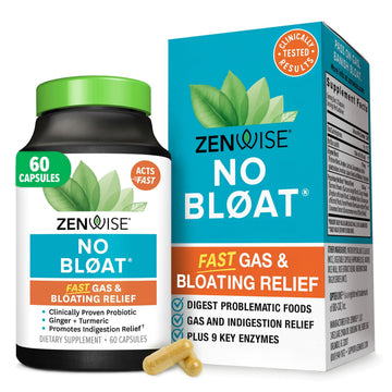 Zenwise Health No Bloat Digestive Enzymes for Gut Health, Gas & Bloating Relief - Multi Enzymes Digestion Supplement with Probiotics, Ginger, Turmeric Dandelion & Lactase - Men & Women - 60 Count Zenwise Health buy supplements canada