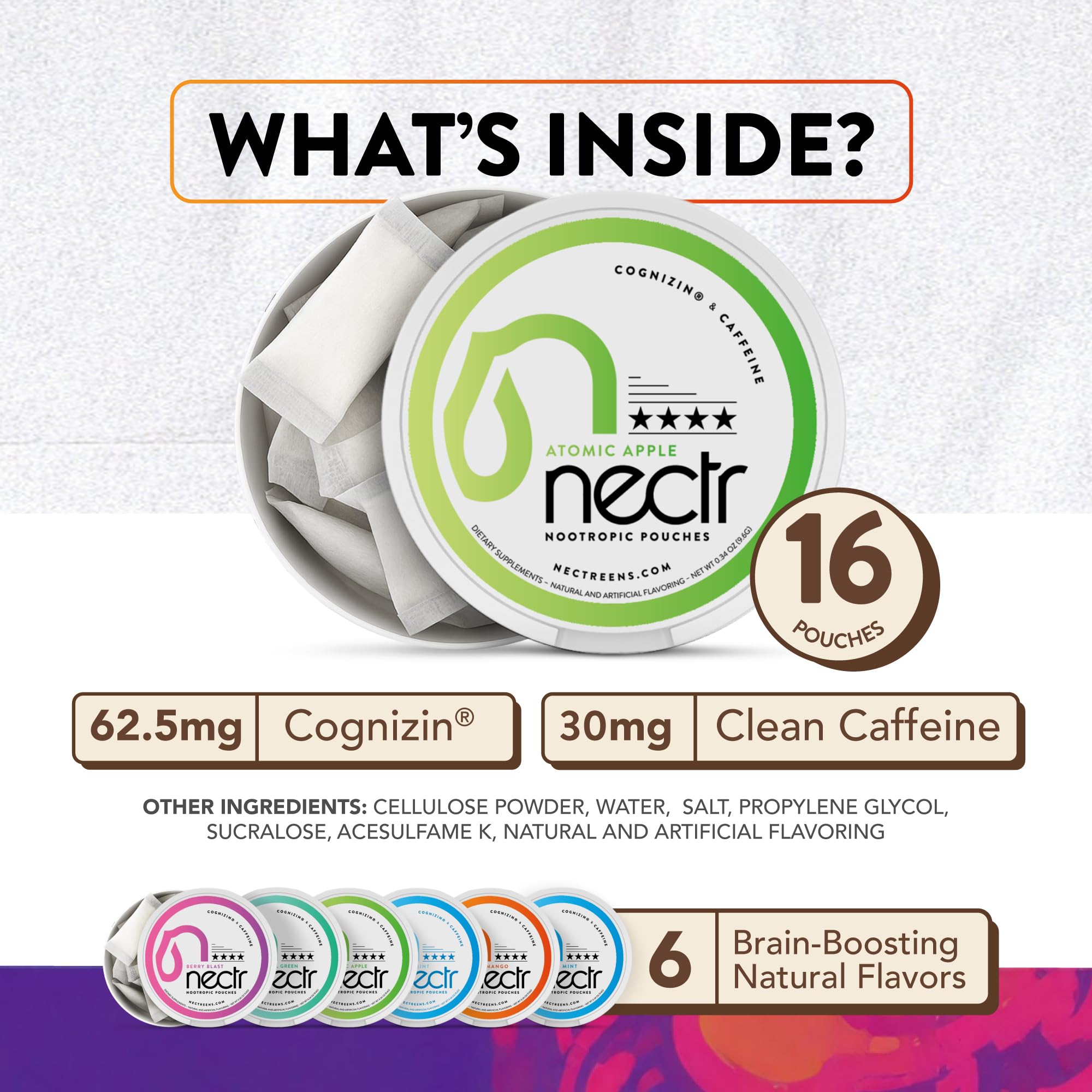 Nectr Energy Nootropic Pouches – Berry Blast Flavored, Caffeine Pouches with Cognizin® Citicoline. Sugar-Free Brain Treats. Smooth, Sustained Focus & Energy Supplement - 1 Puck of 16pcs Nectr buy supplements canada