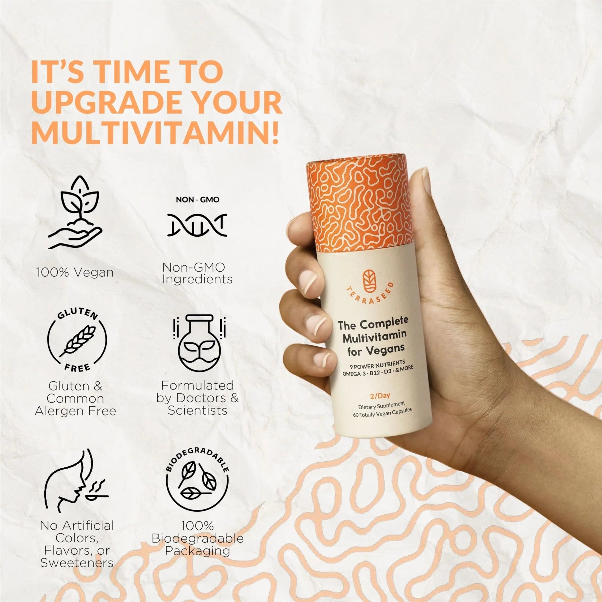 Complete Vegan Multivitamin with Iron, Omega 3, Vitamin D3, Folate, Zinc, Vitamin B12, & More - 100% Sustainable Vegan Vitamins Terraseed buy supplements canada