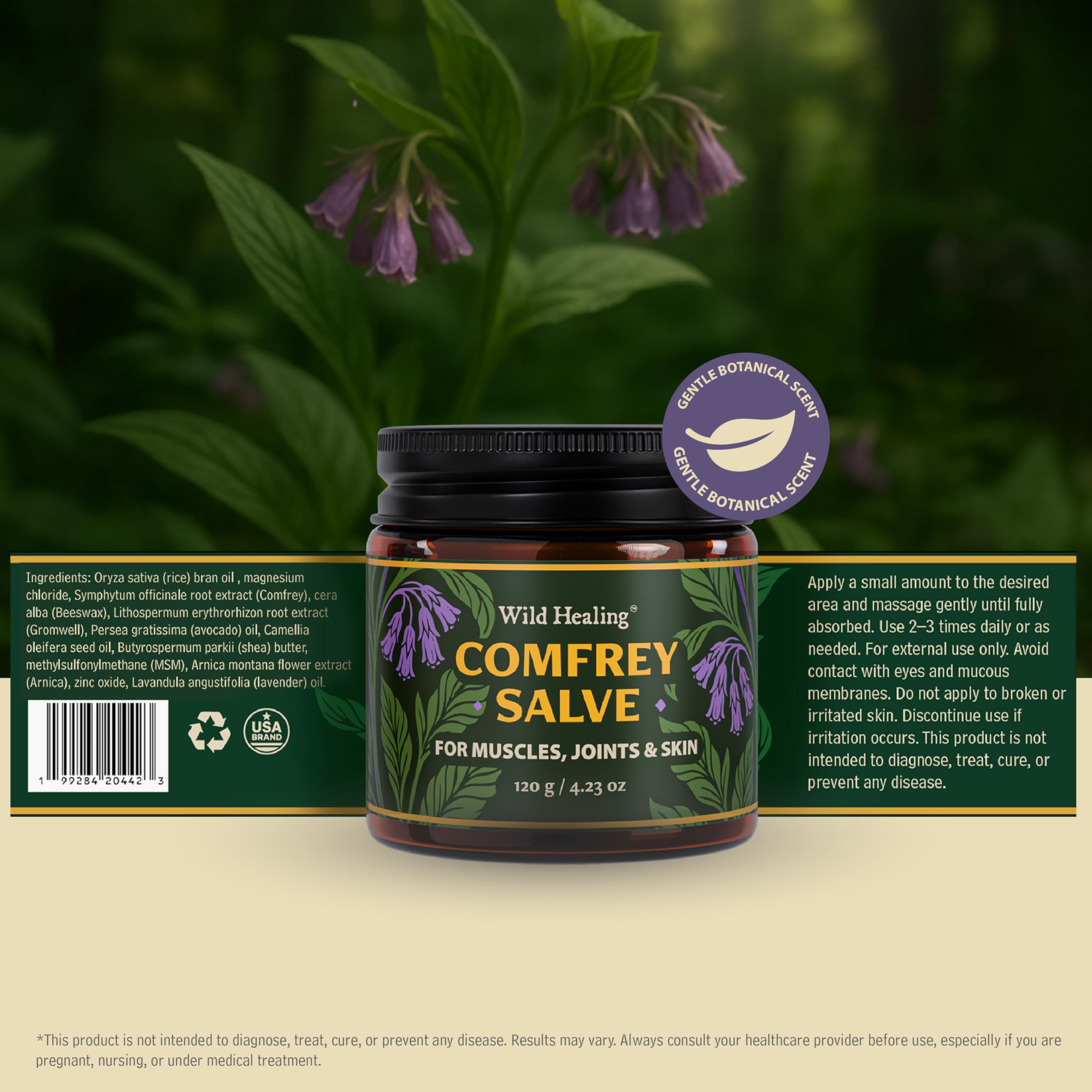 Wild Healing Comfrey Salve – Concentrated Herbal Balm with Arnica, Magnesium & MSM – Soothing Botanical Cream for Joints, Muscles & Dry Skin – 4.23 oz Wild Healing buy supplements canada