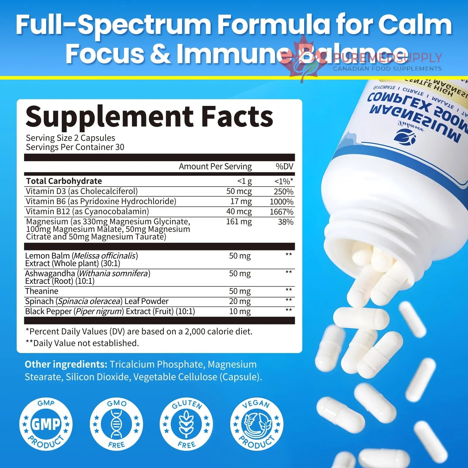 2 Pack Magnesium Complex for Women and Men 4-in-1 Magnesium Glycinate, Citrate, Malate, Taurate - Magnesium Supplement for Relaxation, Sleep & Focus, 60 Days Supply Lukaree buy supplements canada