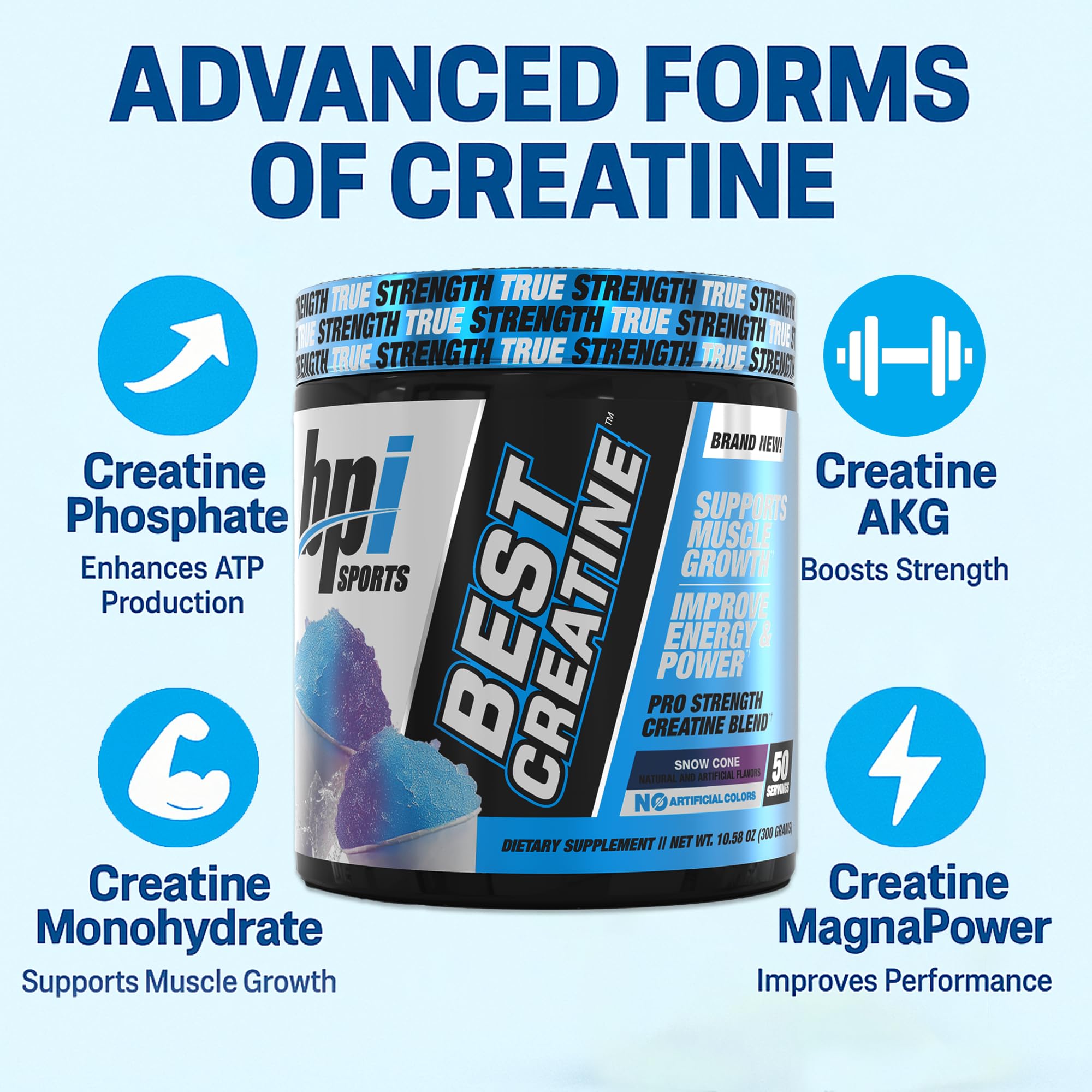 BPI Sports Best Creatine - Creatine Monohydrate Powder for Men & Women, Himalayan Salt - Strength, Pump, Endurance, Muscle Growth, Muscle Definition - No Bloat - Snow Cone - 50 servings - 10.58 Oz BPI Sports buy supplements canada