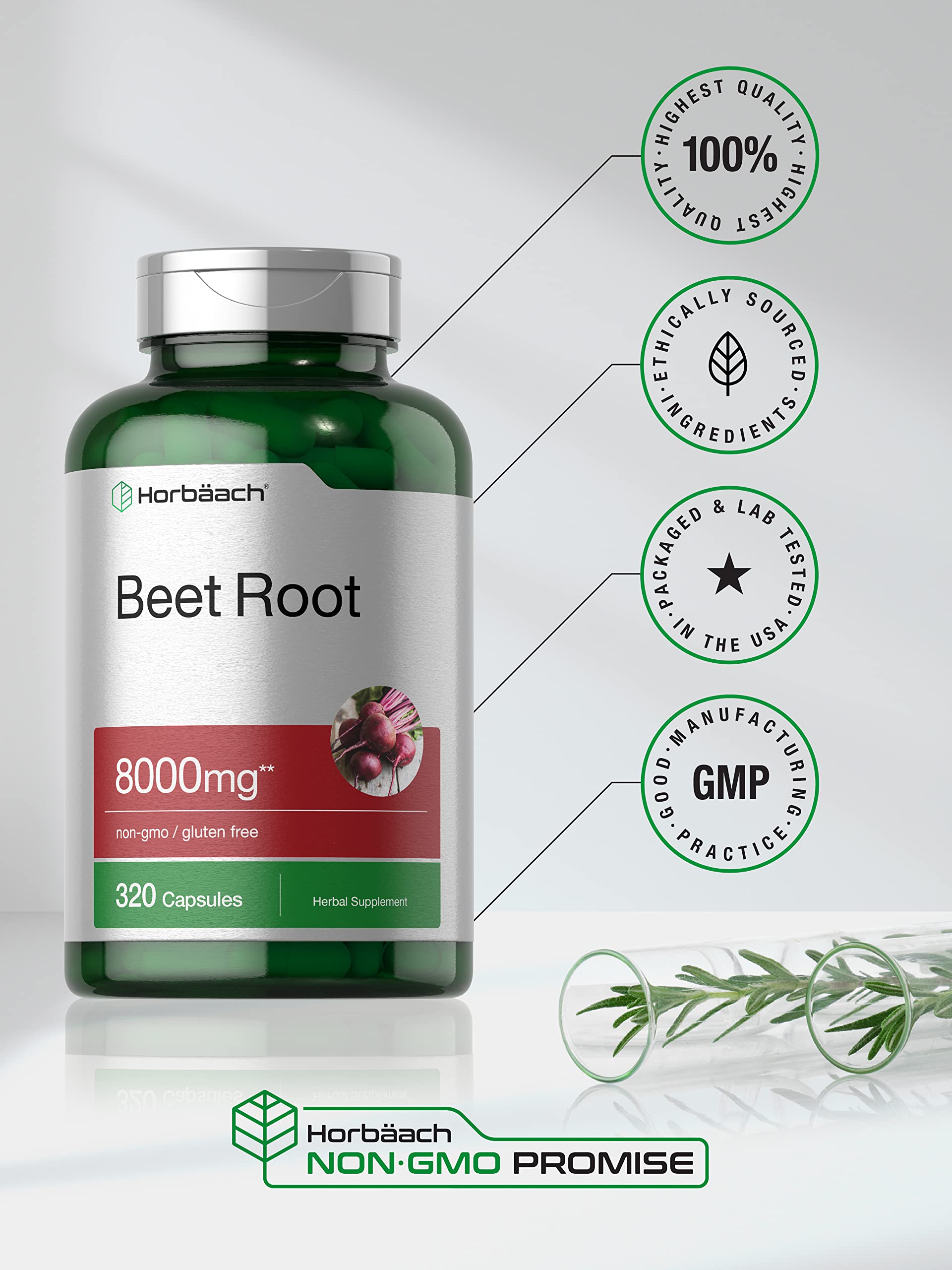 Horbäach Beet Root Powder Capsules | 320 Pills | Non-GMO, Gluten Free Formula | High Potency Herbal Extract Supplement Horbäach buy supplements canada